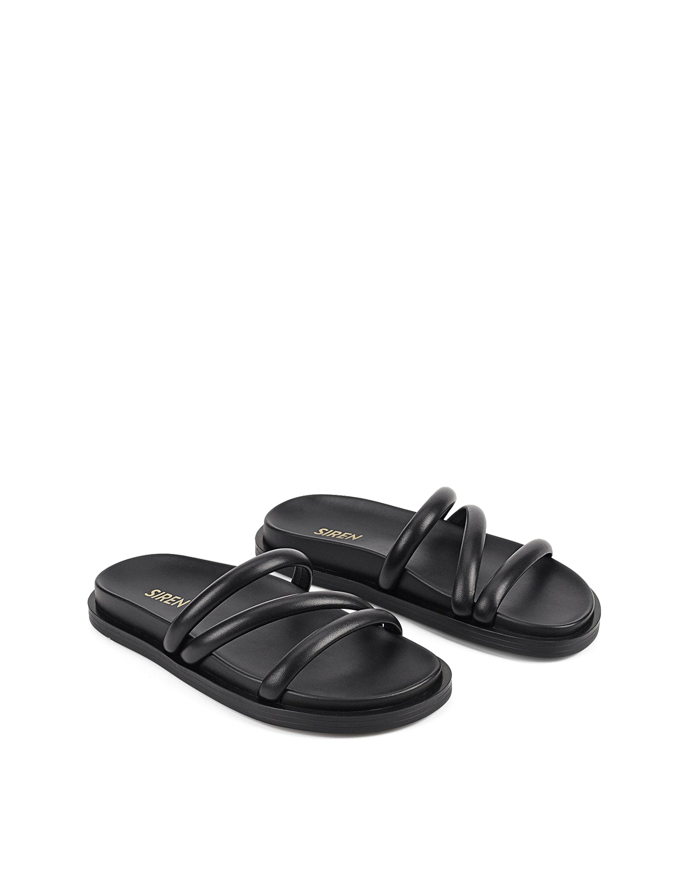 Lane Strappy Footbed Slides - Black Leather Sandals for Women | Comfortable & Stylish Summer Shoes for Beach, Pool, and Casual Wear