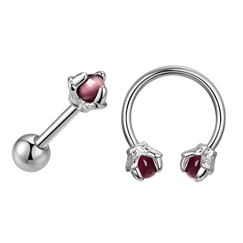 Q-2Pcs-Silver Dragon Claw-Daith Earring