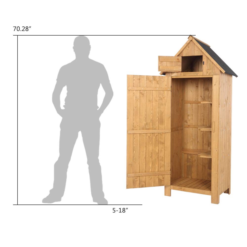 Premium Outdoor Storage Shed Cabinet - Durable Wooden Garden Shed Organizer with Fir Wood Construction | Perfect for Tool Storage, Backyard Organization & Patio Furniture Protection