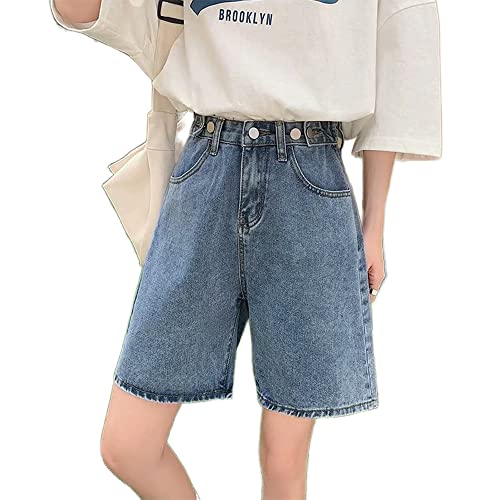 High Waist Knee-Length Denim Shorts - Y2K Baggy Biker Bermuda Shorts for Women | Harajuku Streetwear & Korean Preppy Style | Perfect for Summer, Casual Outfits & Street Fashion
