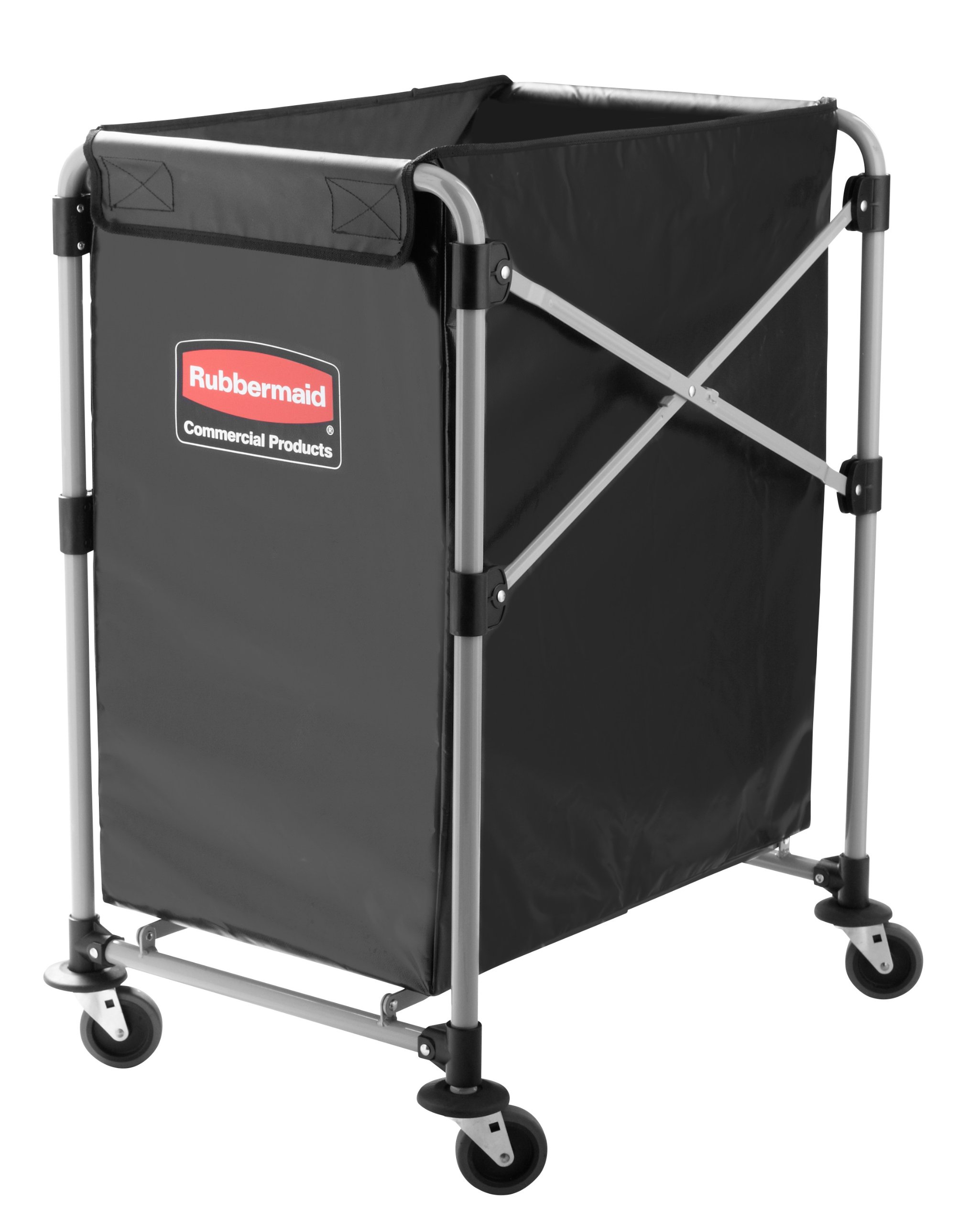 Rubbermaid Commercial Collapsible X Cart - 4 Bushel Steel Laundry Bin with Wheels for Hotel, Nursing Home, College & Home Use | Heavy Duty Utility Cart for Laundry, Supplies & Groceries | Easy Mobility & Space Saving Design