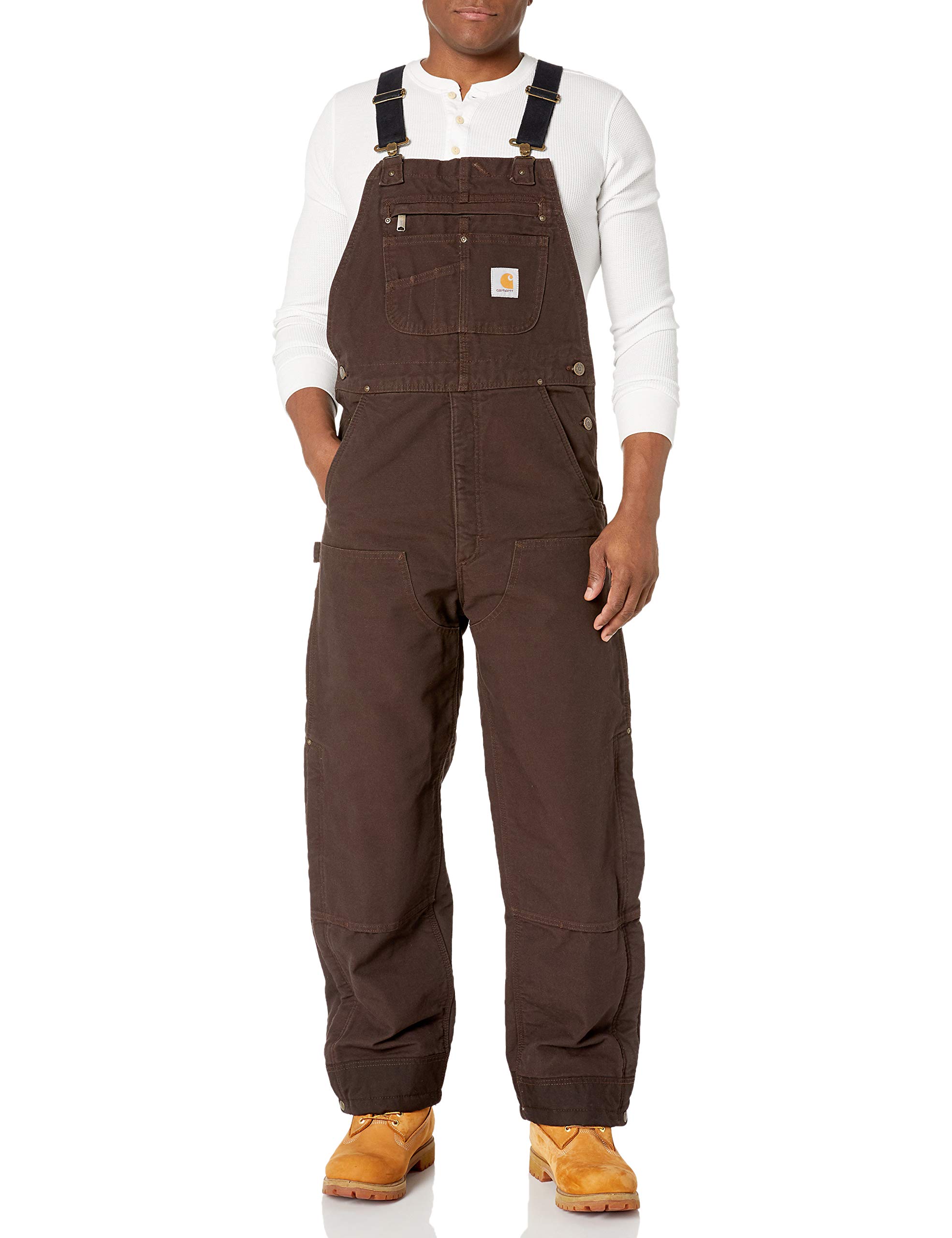 Carhartt Men's Loose Fit Washed Duck Insulated Bib Overalls - Durable Workwear for Construction, Farming & Outdoor Activities
