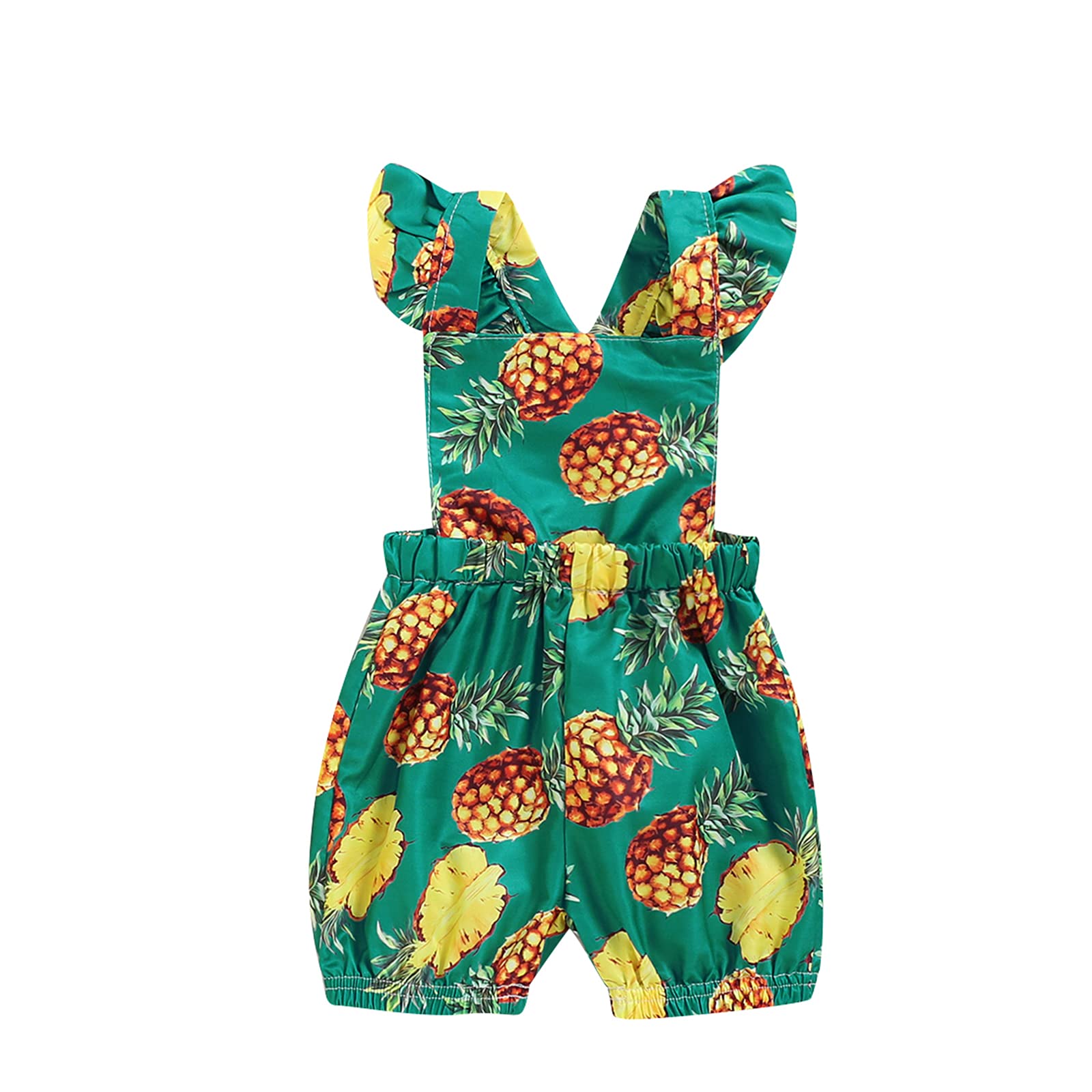 Cute Pineapple Print Flying Sleeve Jumpsuit for Newborn Baby Girls - Soft Summer Romper Outfit for Photoshoots, Beach Trips & Casual Wear