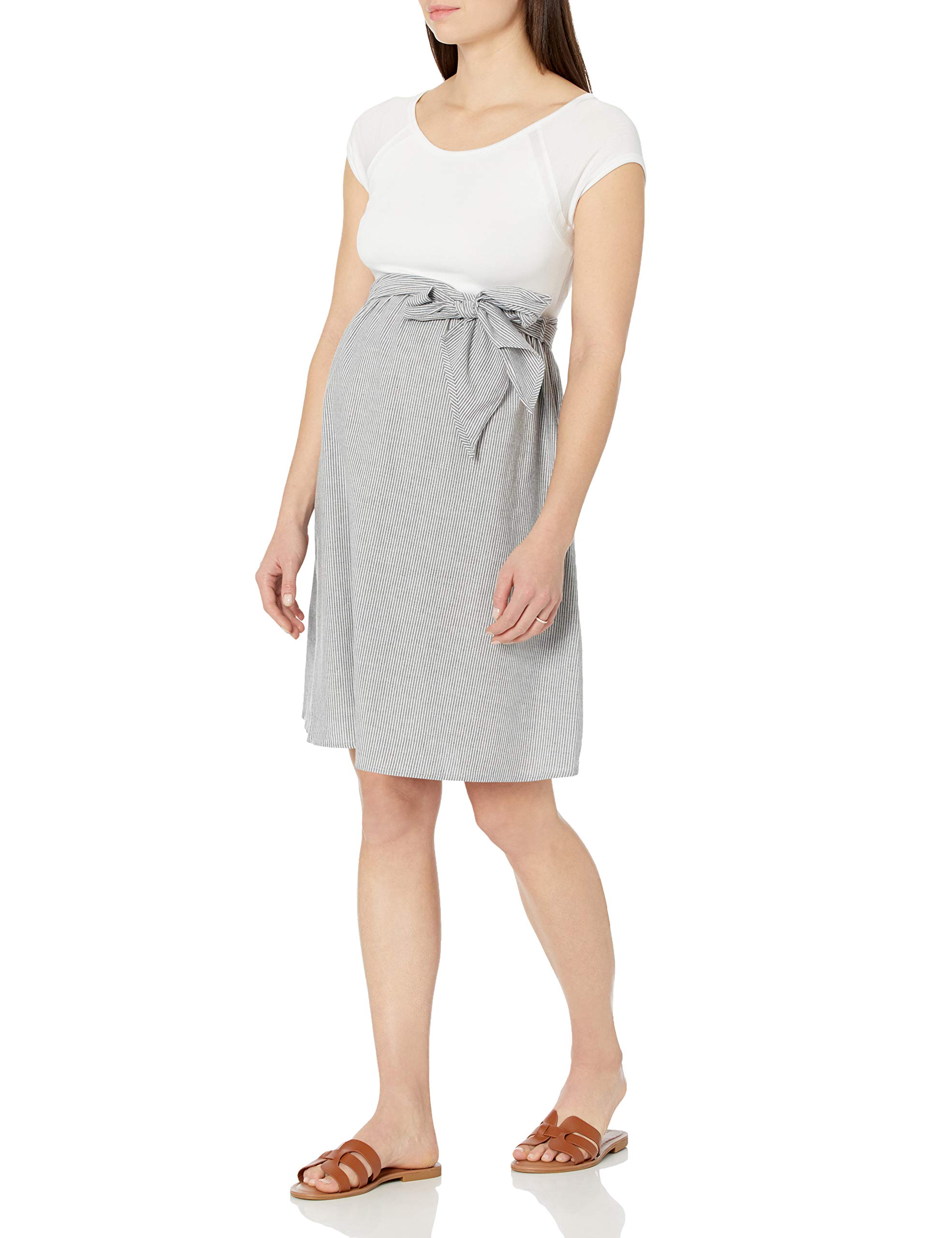 Maternity Dress for Women - Scoop Neck Front Tie Pregnancy Dress | Comfortable & Stylish for Baby Showers, Maternity Photos & Everyday Wear