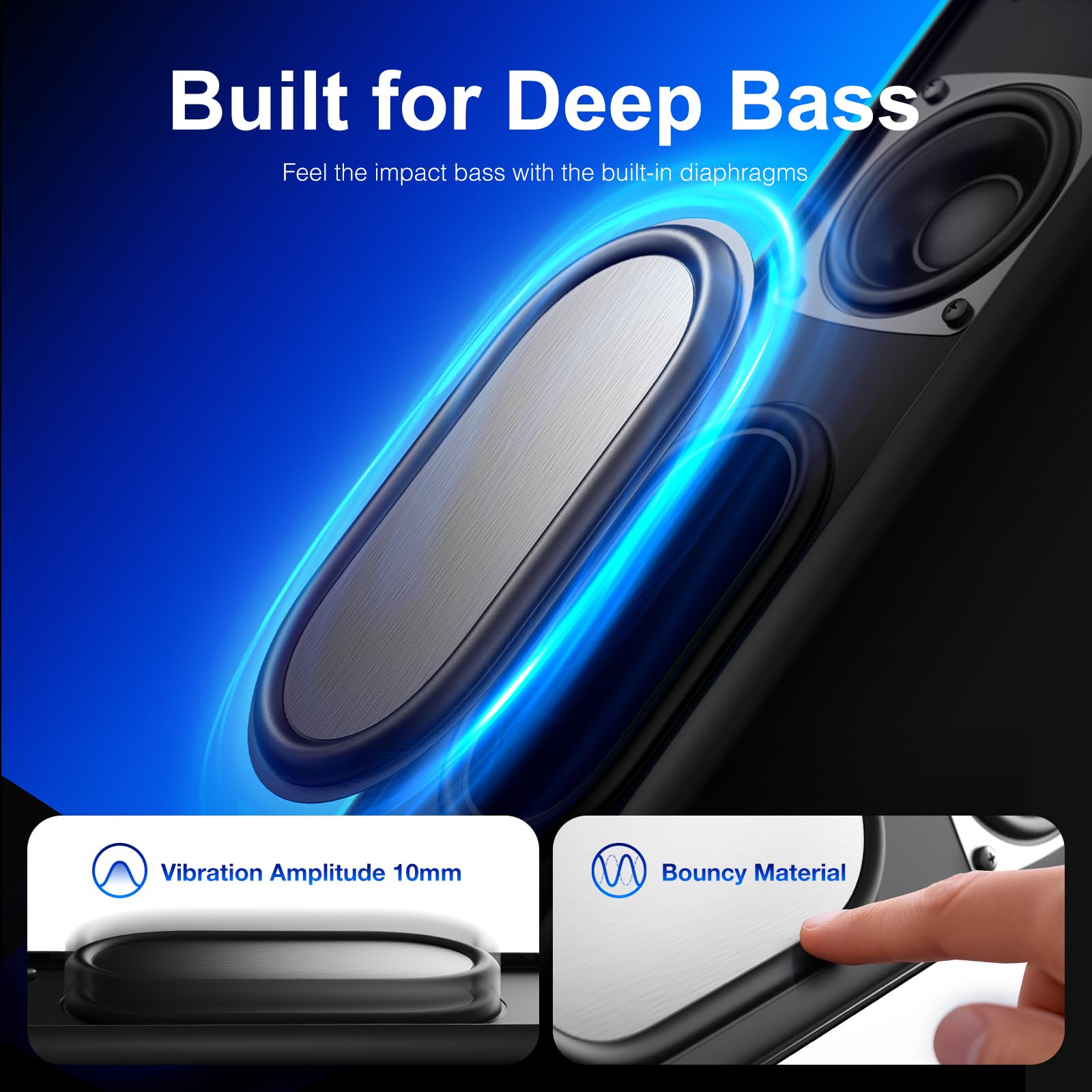 Nylavee Computer Speakers with 9 LED Lighting Modes, 2 Full-Range Speakers & Bass Boost - USB/Type-C & 3.5mm Aux for PC, Laptop, Gaming | Perfect for Home Office, Streaming & Desktop Entertainment