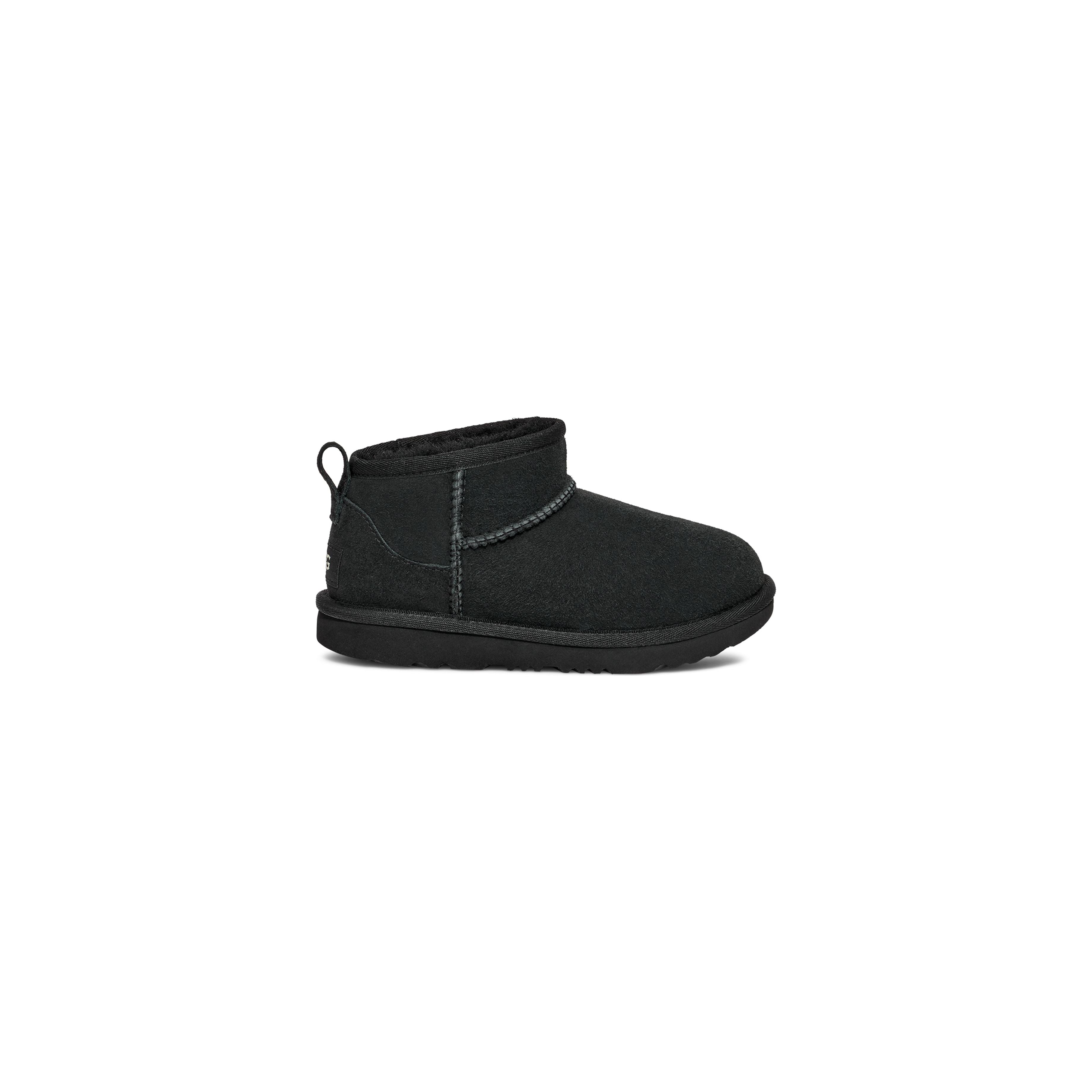UGG Kids' Classic Ultra Mini Boots in Black - Warm & Comfortable Winter Boots for Girls & Boys - Perfect for School, Play & Snow Days
