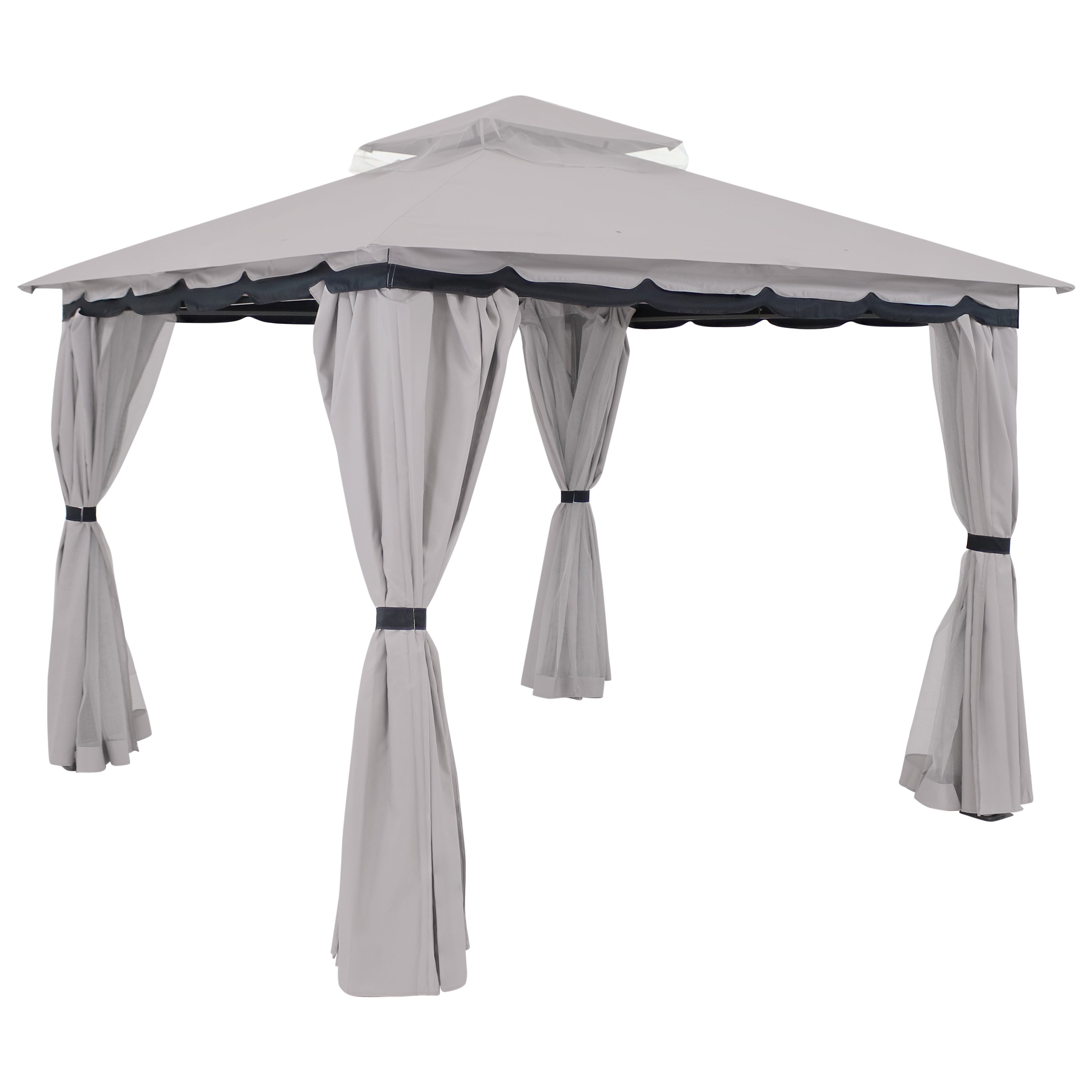 10' x 10' Sunnydaze Outdoor Gazebo with Mesh Screens & Privacy Walls - Perfect for Backyard, Patio, and Garden Relaxation