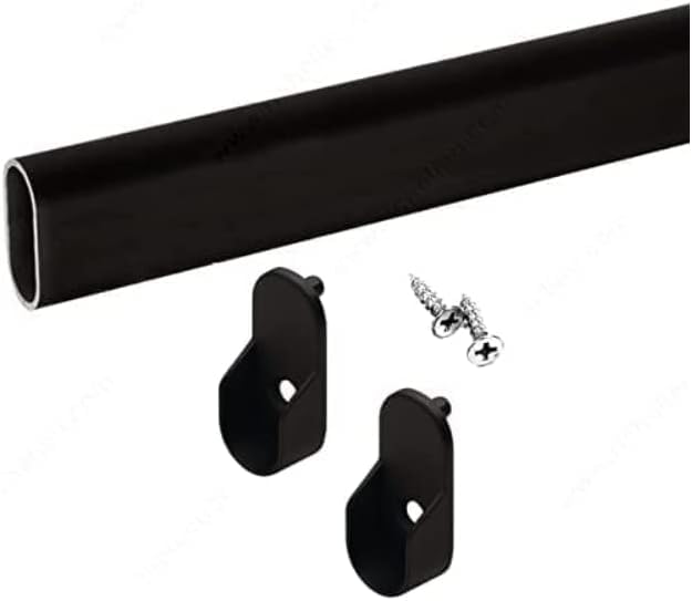 Black Oval Closet Rod with End Supports - 24 Inch Wide Space for Wardrobe Organization | Perfect for Bedroom Closets & Walk-in Closets
