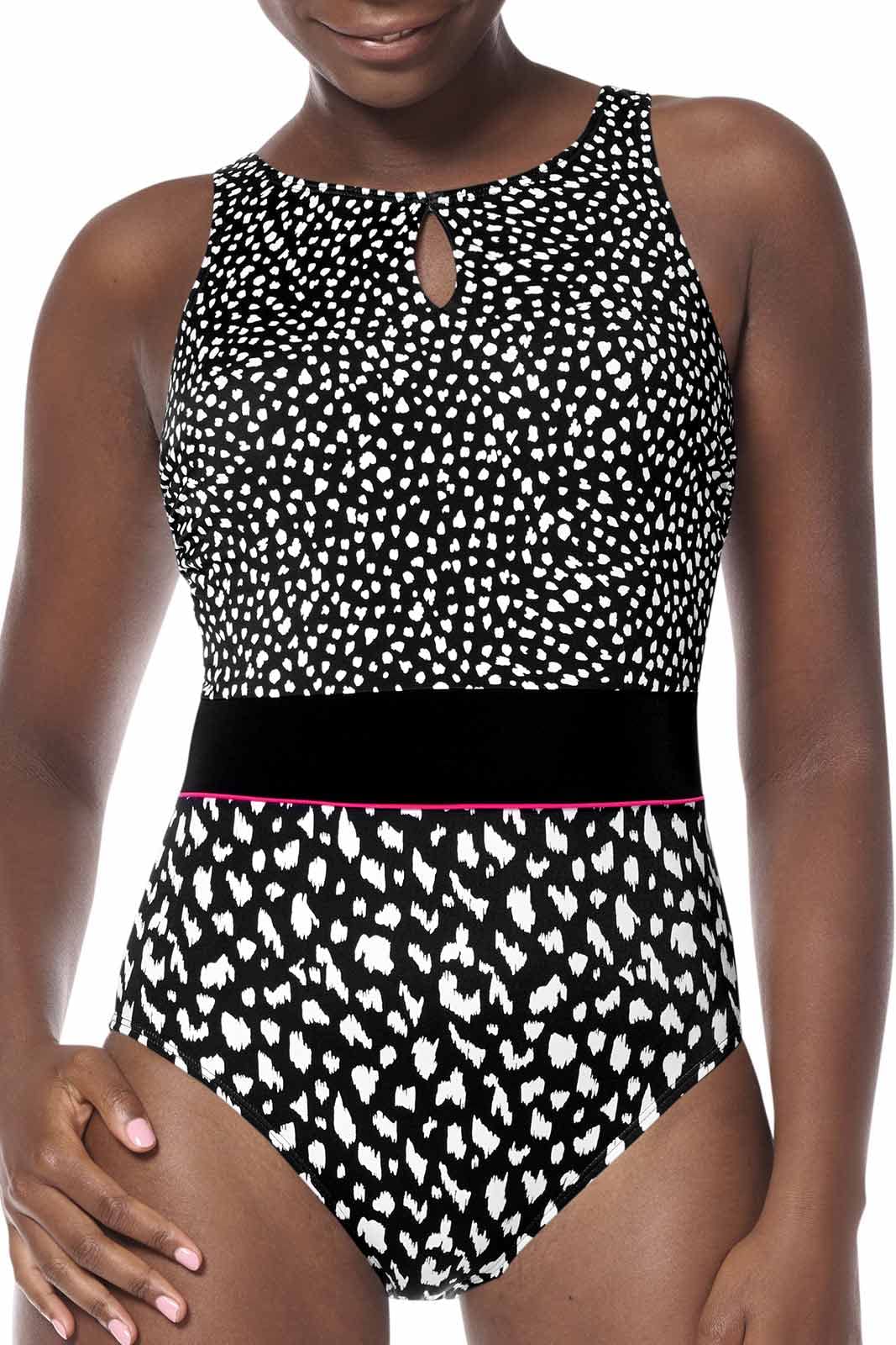Amoena Women's Manila High Neck One-Piece Mastectomy Swimsuit with Pockets - Post-Surgery Swimwear for Breast Cancer Survivors | Pool, Beach & Water Activities