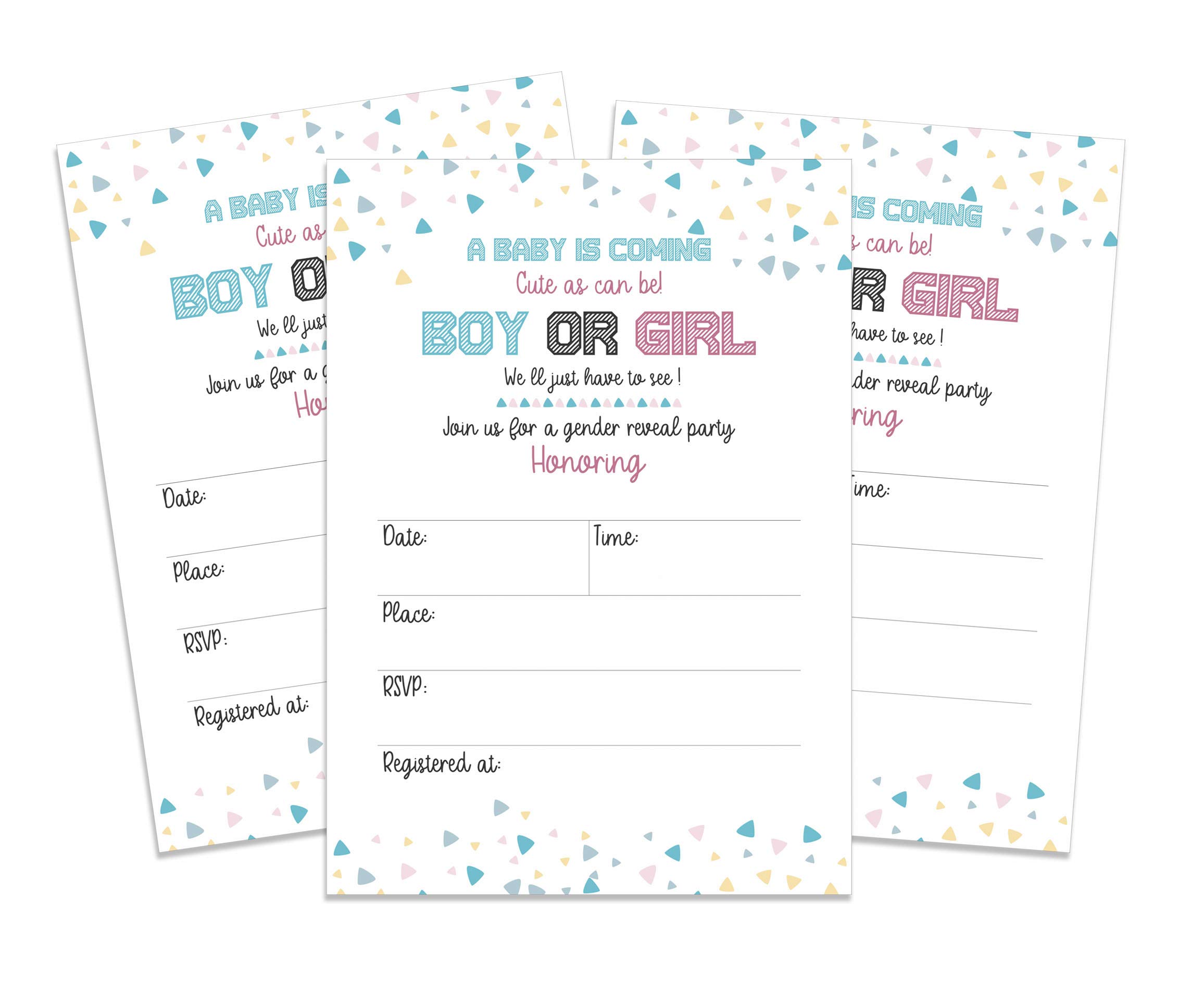 30 Fill-in Baby Shower Invitation Cards - Gender Reveal (It's a Boy/It's a Girl) Blank Invites for Gender Reveal Party & Baby Shower Celebrations