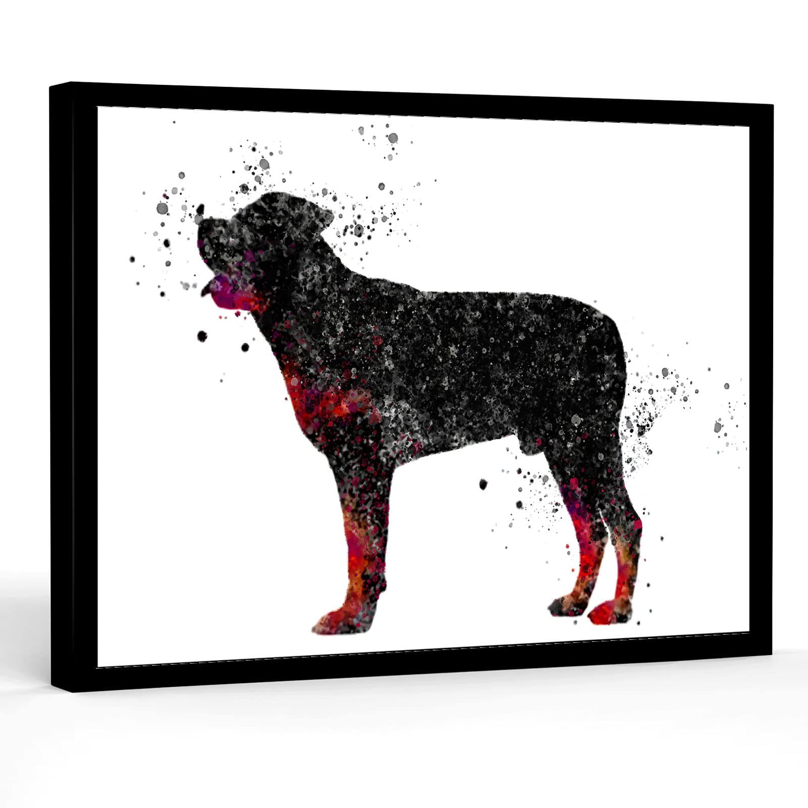 Rottweiler Watercolor Dog Art Print - 12x18 Inch Framed Modern Canvas Wall Decor for Office, Kids Room, Kitchen & Craft Room - Navy Blue Pet Portrait Home Decor Gift Idea