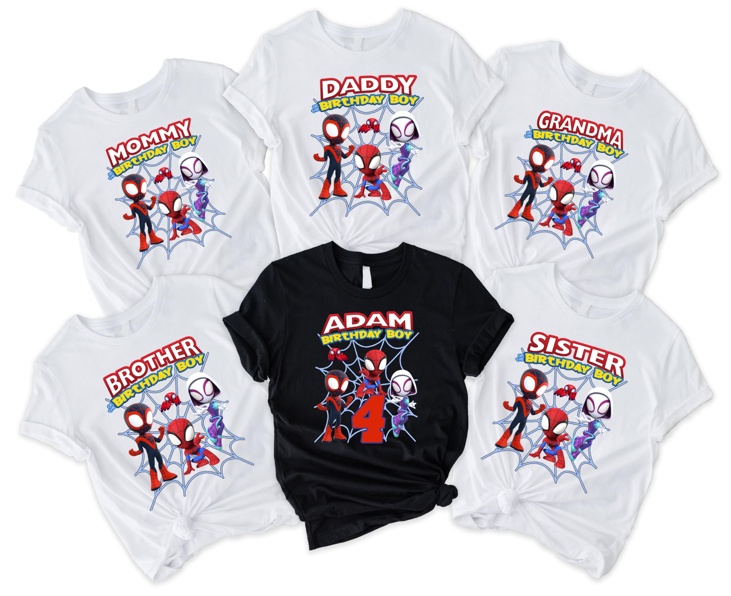 Spider Birthday Shirt - Personalized Custom Spider T-Shirt for Kids & Family Matching Outfits | Toddler Birthday Party, Halloween Costume, Themed Family Photo Outfits