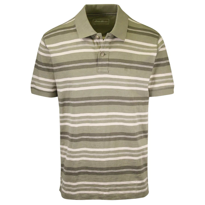 Eddie Bauer Men's Short Sleeve Striped Polo Shirt - Casual Summer Wear for Outdoor Activities & Travel