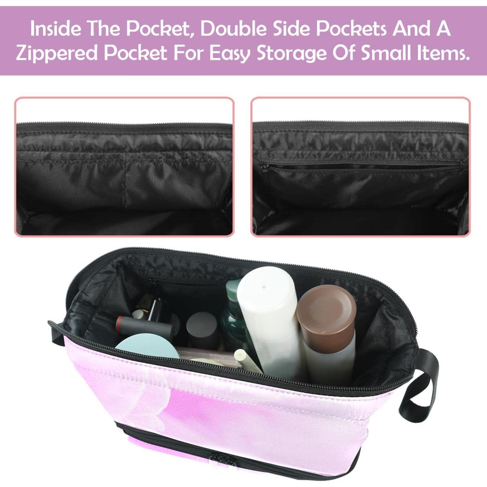 Large Makeup Bag for Women - Travel Cosmetic Organizer with Pink Cloud Flower Design, Waterproof Toiletry Pouch (Perfect for Travel, Gym, and Daily Beauty Storage)