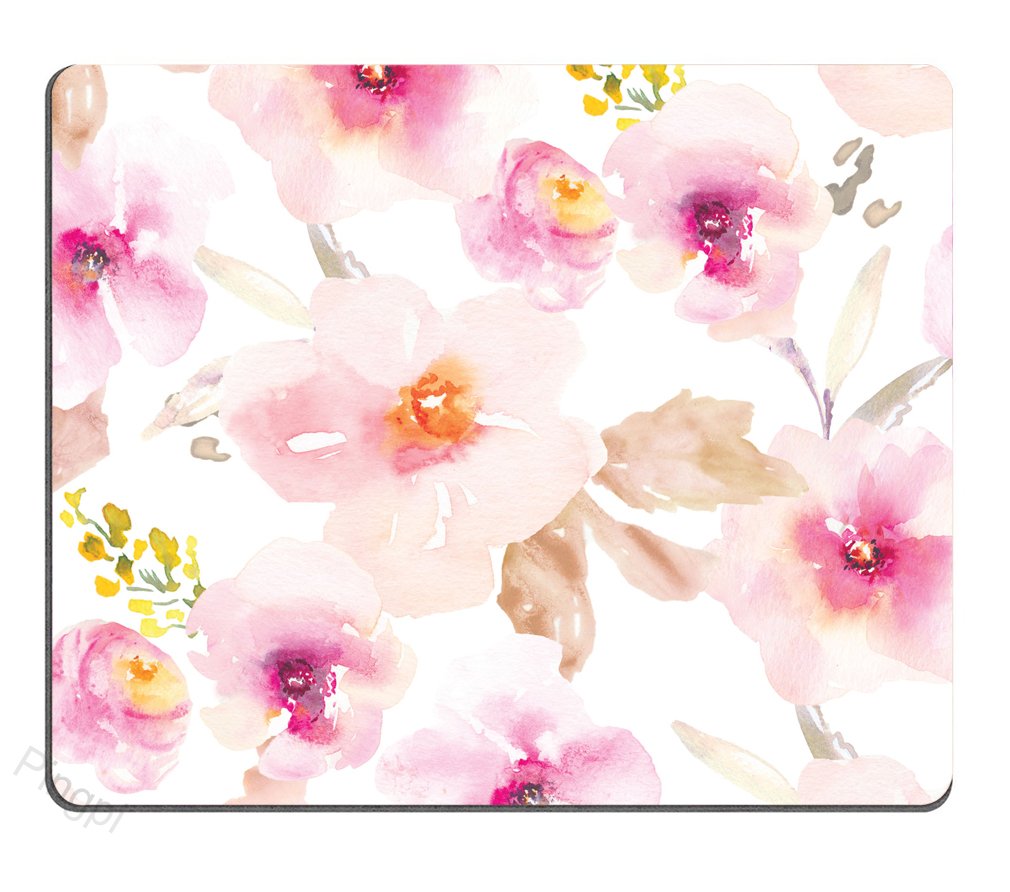 Modern Watercolor Pink and Purple Floral Pattern Non-Slip Rectangle Mouse Pad - Soft Gaming Mouse Mat for Office, Home & PC Laptop Use