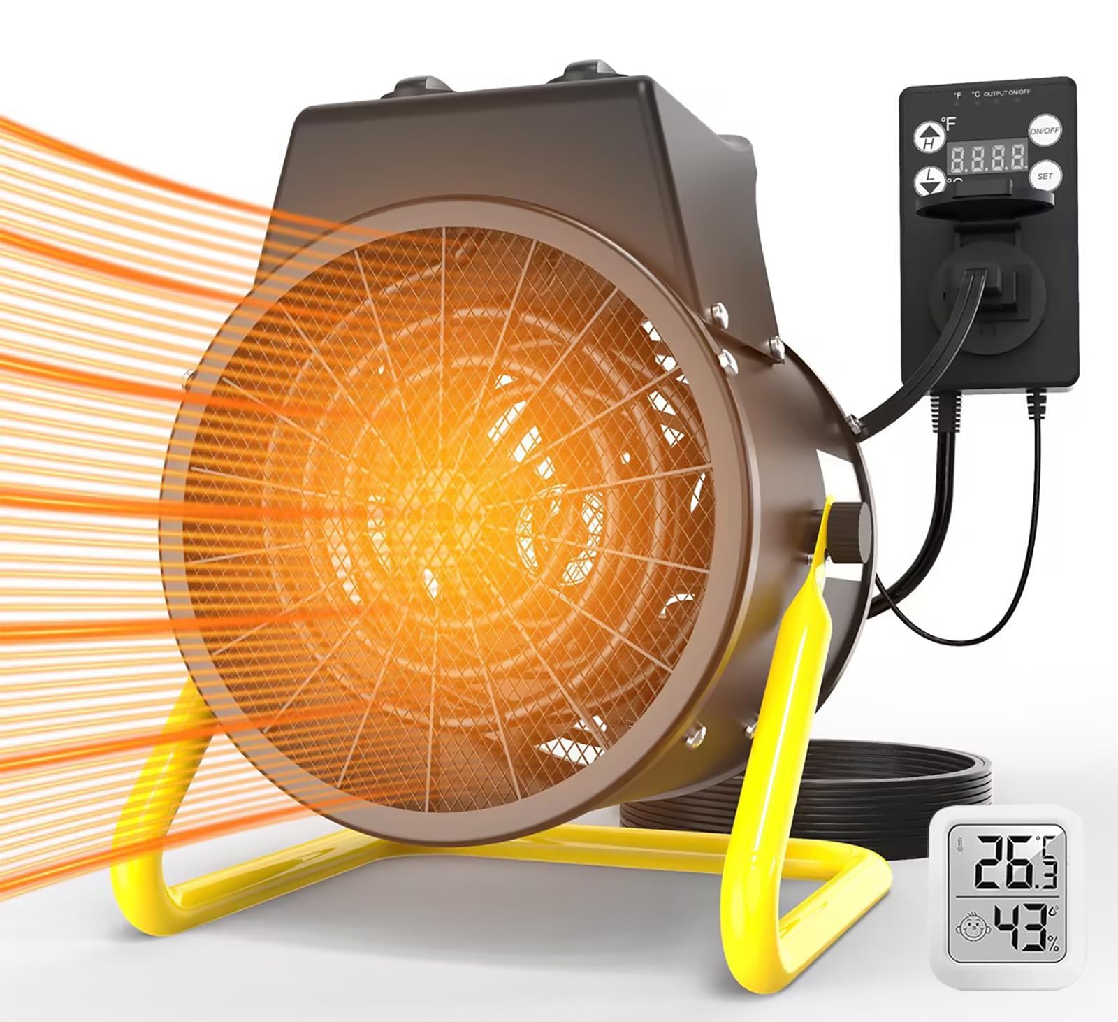 Portable Greenhouse Heater with Thermostat - 1500W Fast Heating Outdoor Patio Heater for Greenhouses, Garages & Sheds | Overheat Protection | Perfect for Winter Plant Protection & Outdoor Workspaces
