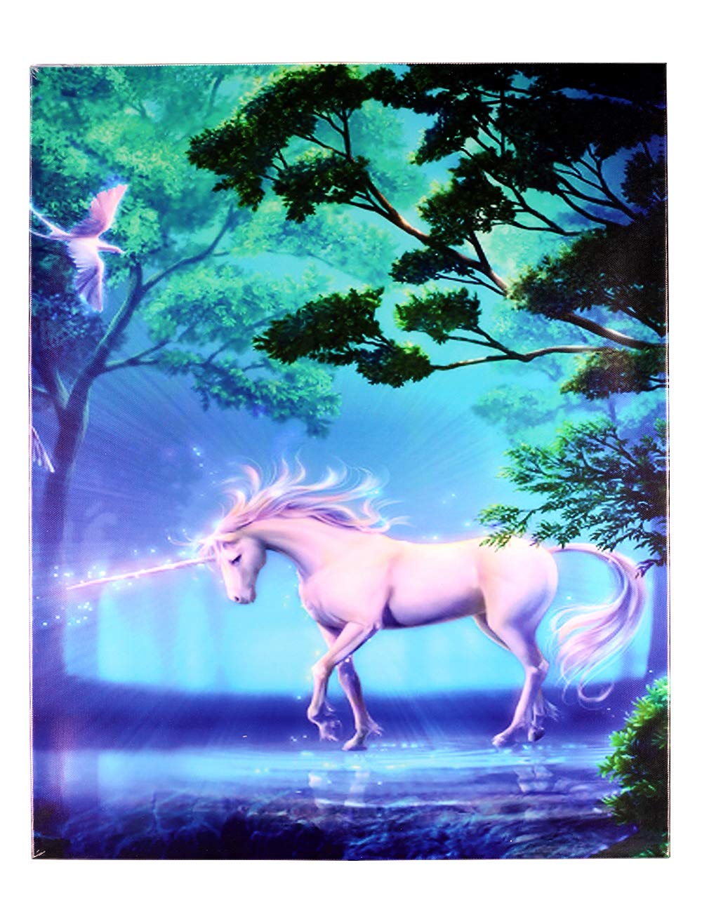 Unicorn Horse Girl Canvas Art Painting - 12x16 Inch Wood Frame Wall Decor, Perfect for Kids Room, Nursery & Gift Ideas - Printed Poster Home Decor