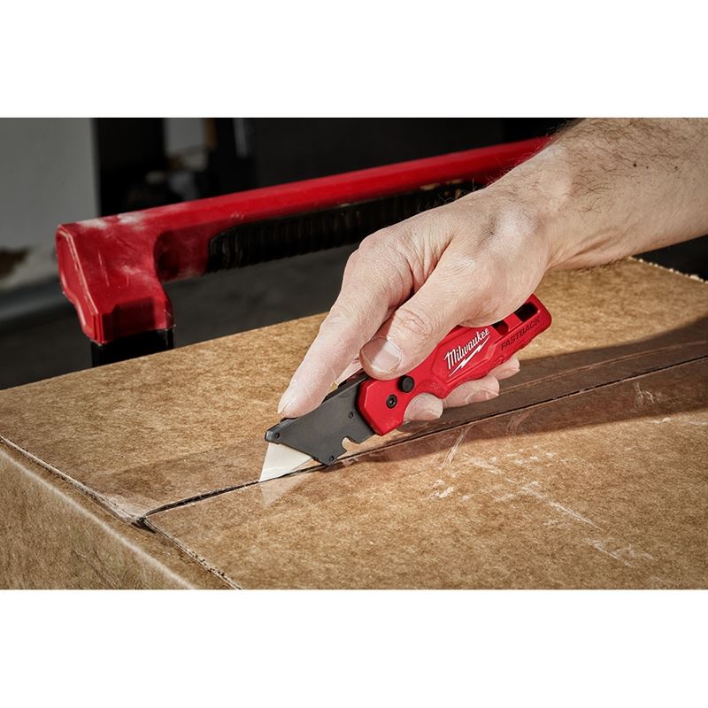 Fastback Folding Utility Knife - 48-22-1501 Heavy Duty Retractable Box Cutter for DIY, Construction & Warehouse Use | Sharp Blade for Cutting Cardboard, Carpet & More