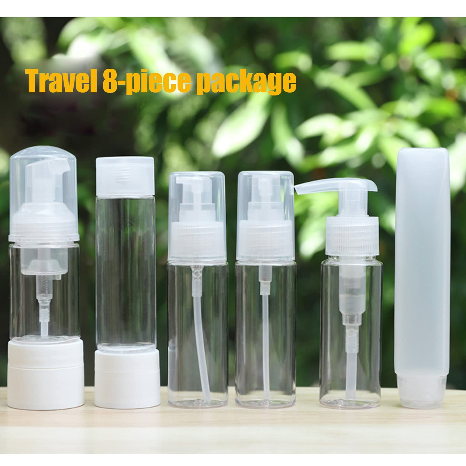 EXCLUZO 8-Piece Travel Bottle Set - Leak-Proof Refillable Clear Plastic Toiletry Containers for Shampoo, Lotion & Cosmetics | TSA Approved for Airplane Carry-On & Vacation Essentials