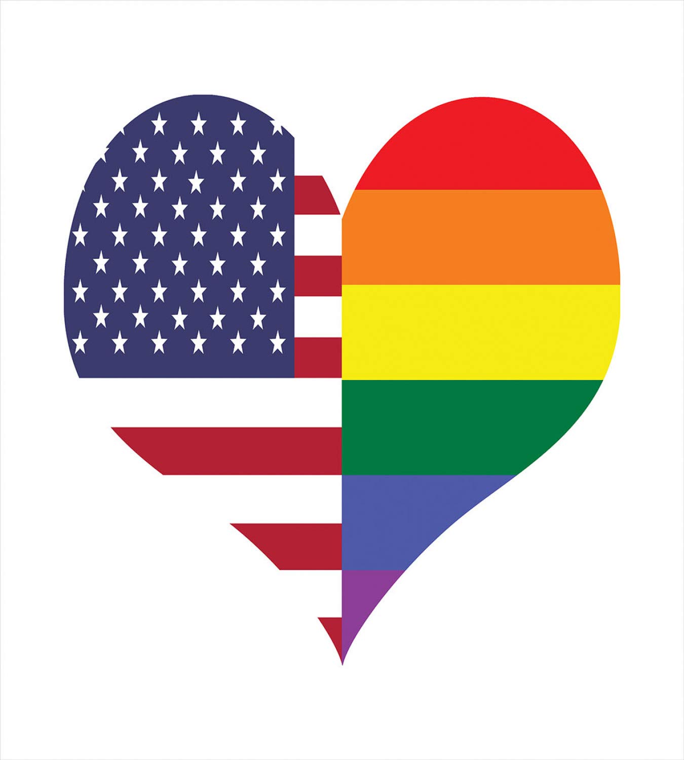 Ambesonne Pride Duvet Cover Set - Queen Size 3-Piece Bedding with Rainbow & American Flag Heart Design | Gender Equality Themed Decorative Comforter Cover + 2 Pillow Shams | Perfect for LGBTQ+ Pride Events, Bedroom Decor & Social Awareness Gifts