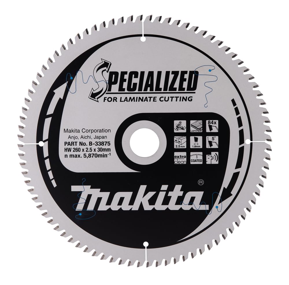 Makita B-33875 10.24-Inch 30mm 84-Tooth Titanium Carbide Saw Blade - Premium Woodworking & Carpentry Tool for Cutting Hardwood, Plywood & MDF - Perfect for Table Saws, Miter Saws & Circular Saws