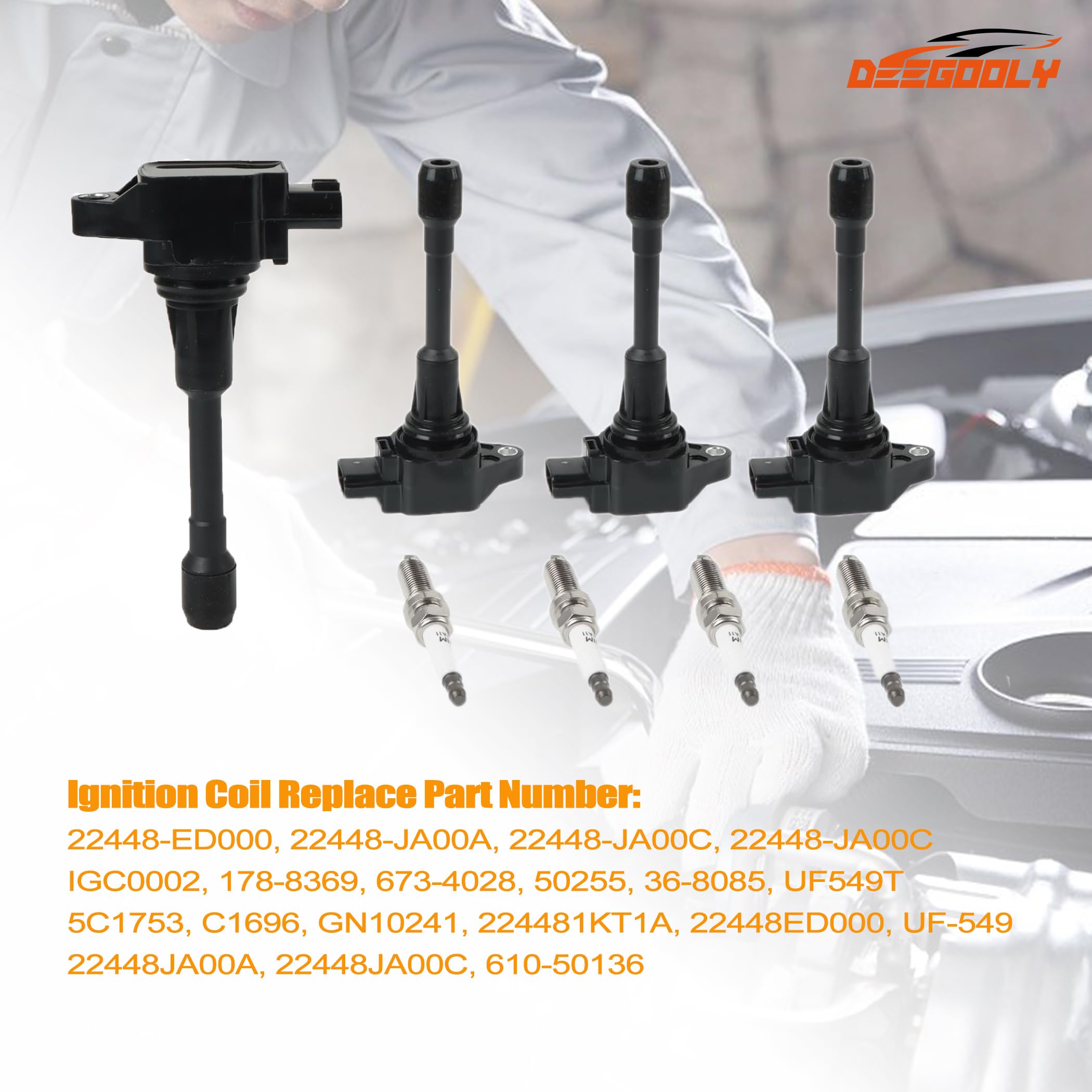 4PCS UF549 Ignition Coil Pack & 9029 Spark Plug Set - Compatible with Nissan Altima, Versa, Sentra, Rogue, Cube, QX60, NV200 - Fits 2.5L, 2.0L, 1.8L, 1.6L Engines - Replacement Parts for Smooth Engine Performance & Fuel Efficiency
