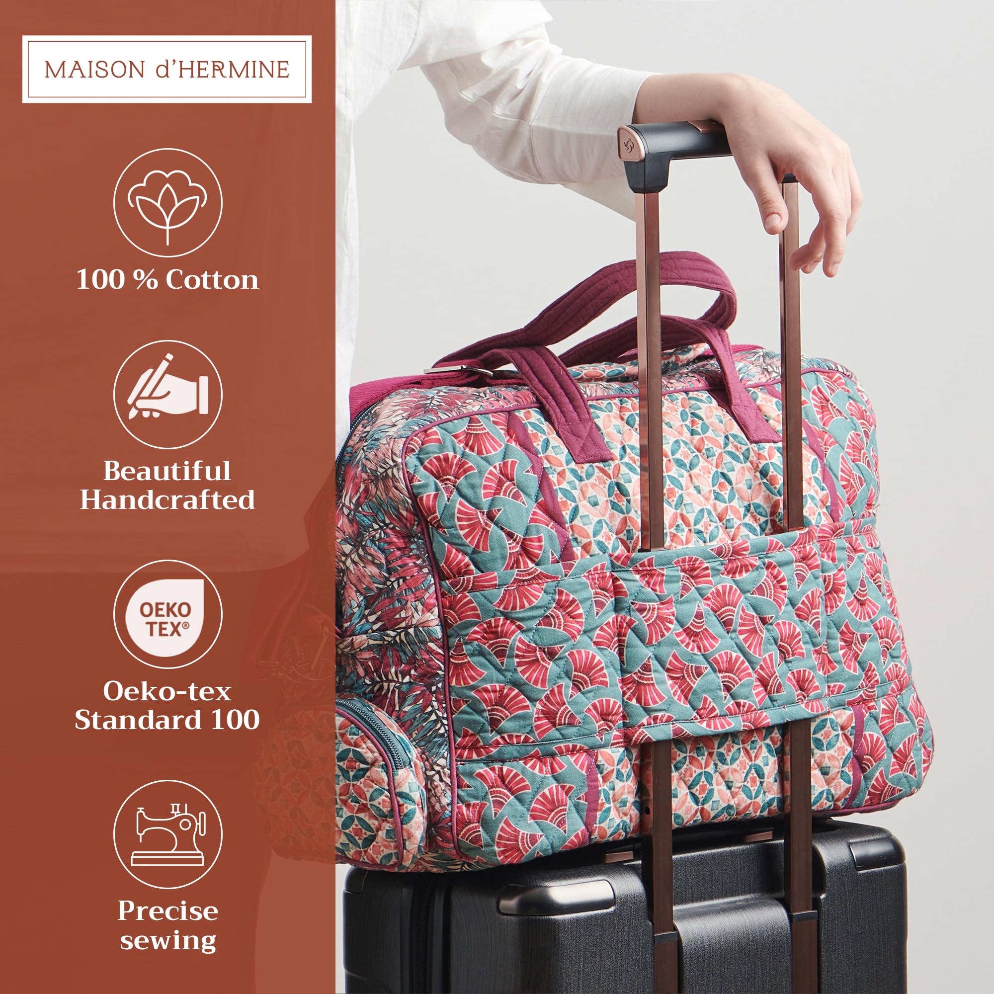 Maison d'Hermine 100% Cotton Women's Shoulder Bag with Zip Pockets - Perfect for Beach, Shopping, Travel & Hiking | Durable & Stylish Handbag for Everyday Use