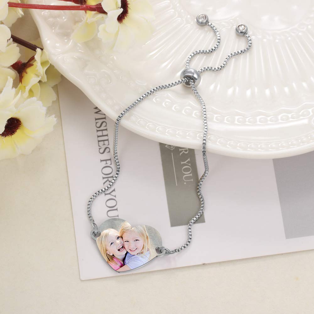 Personalized Heart Locket & Infinity Birthstone Bracelet for Women - Best Friend Gift with Engraved Photo - Picture Locket Jewelry for Loved Ones - Perfect for Anniversaries, Birthdays & Special Occasions