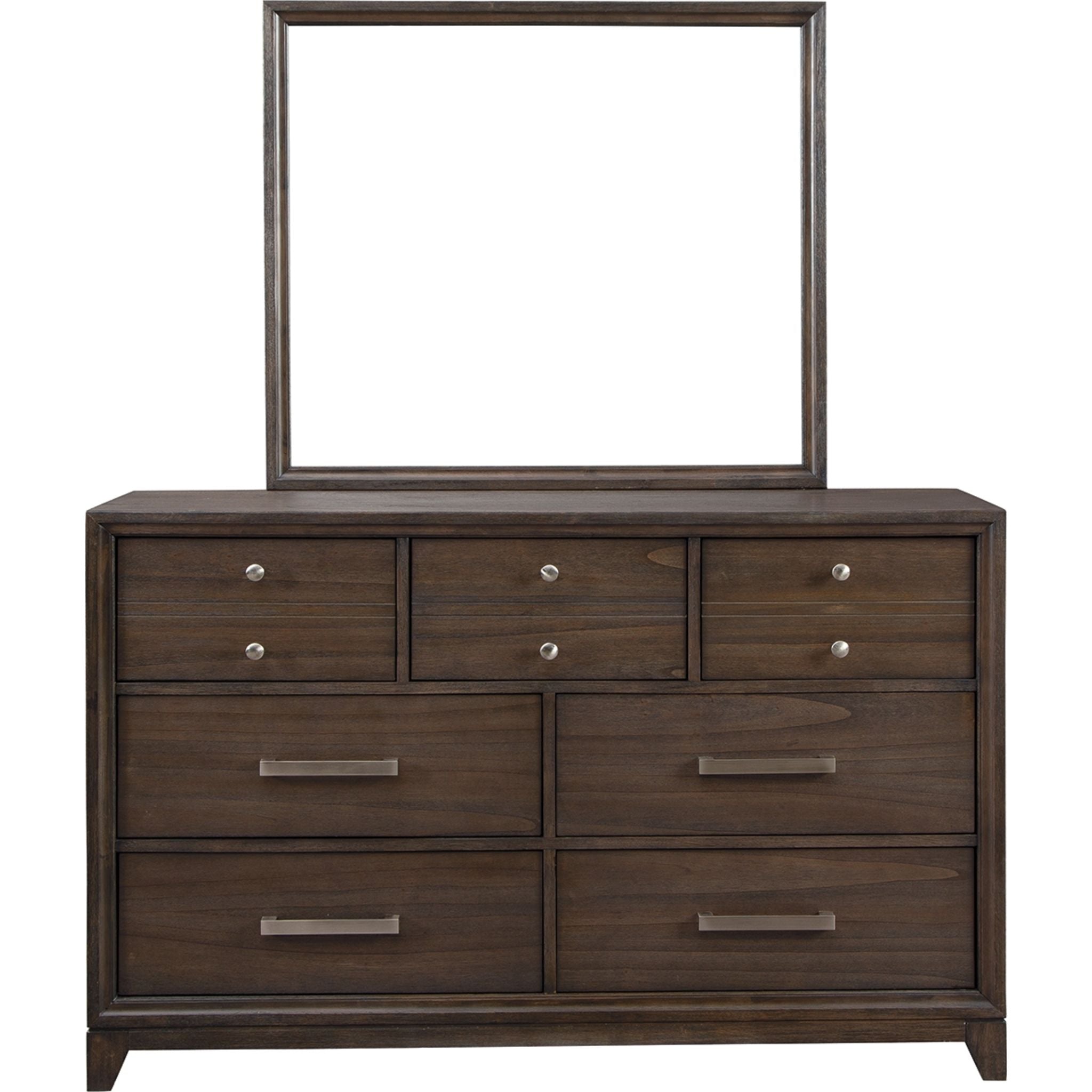 Brueban 6-Drawer Dresser with Mirror - Rich Brown Finish for Bedroom Furniture & Home Decor