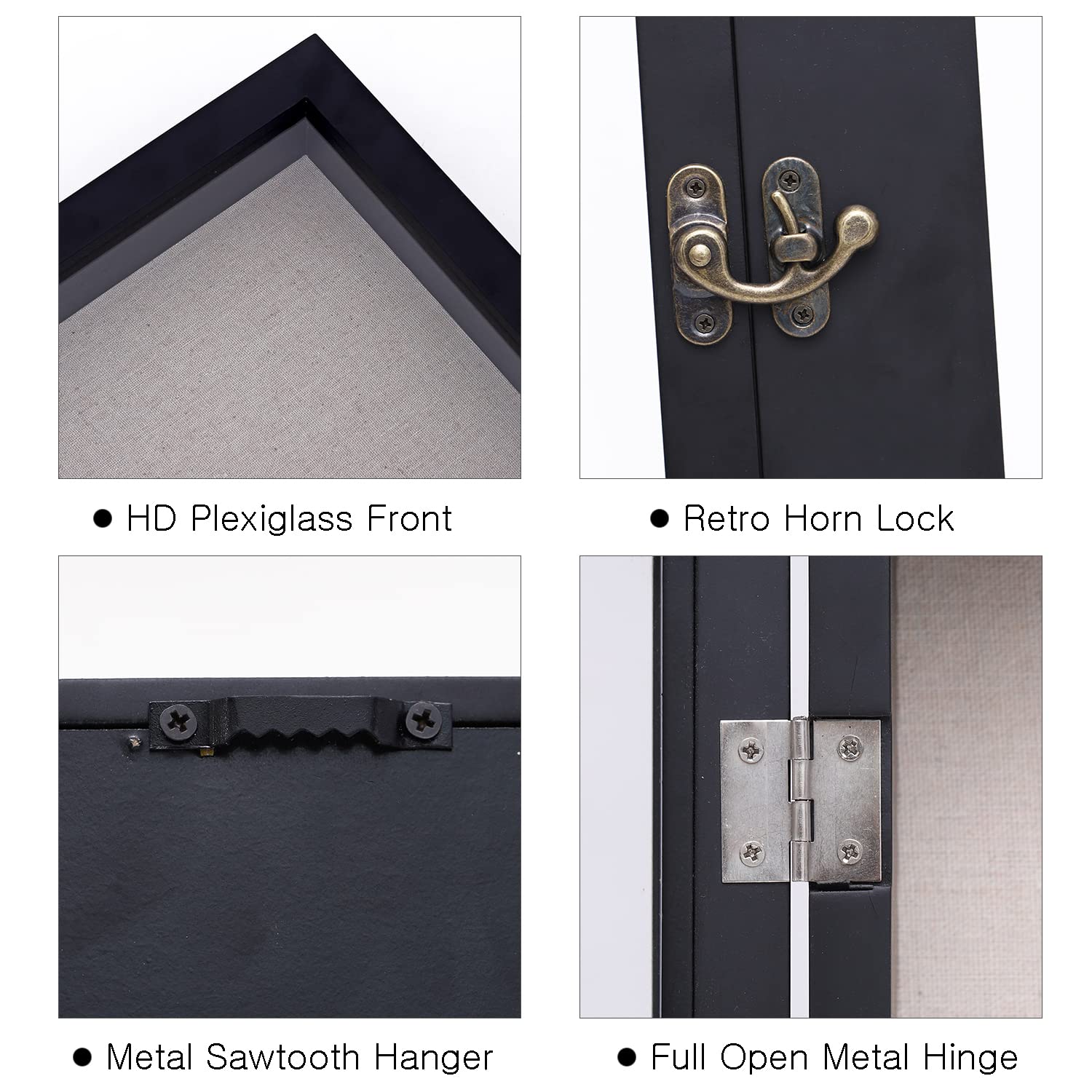 11x14 Shadow Box Display Case - Black Wood Memory Box with Linen Back & HD Plexiglass Window Door - Perfect for Keepsakes, Memorabilia, Wedding Favors, and Home Decor Display