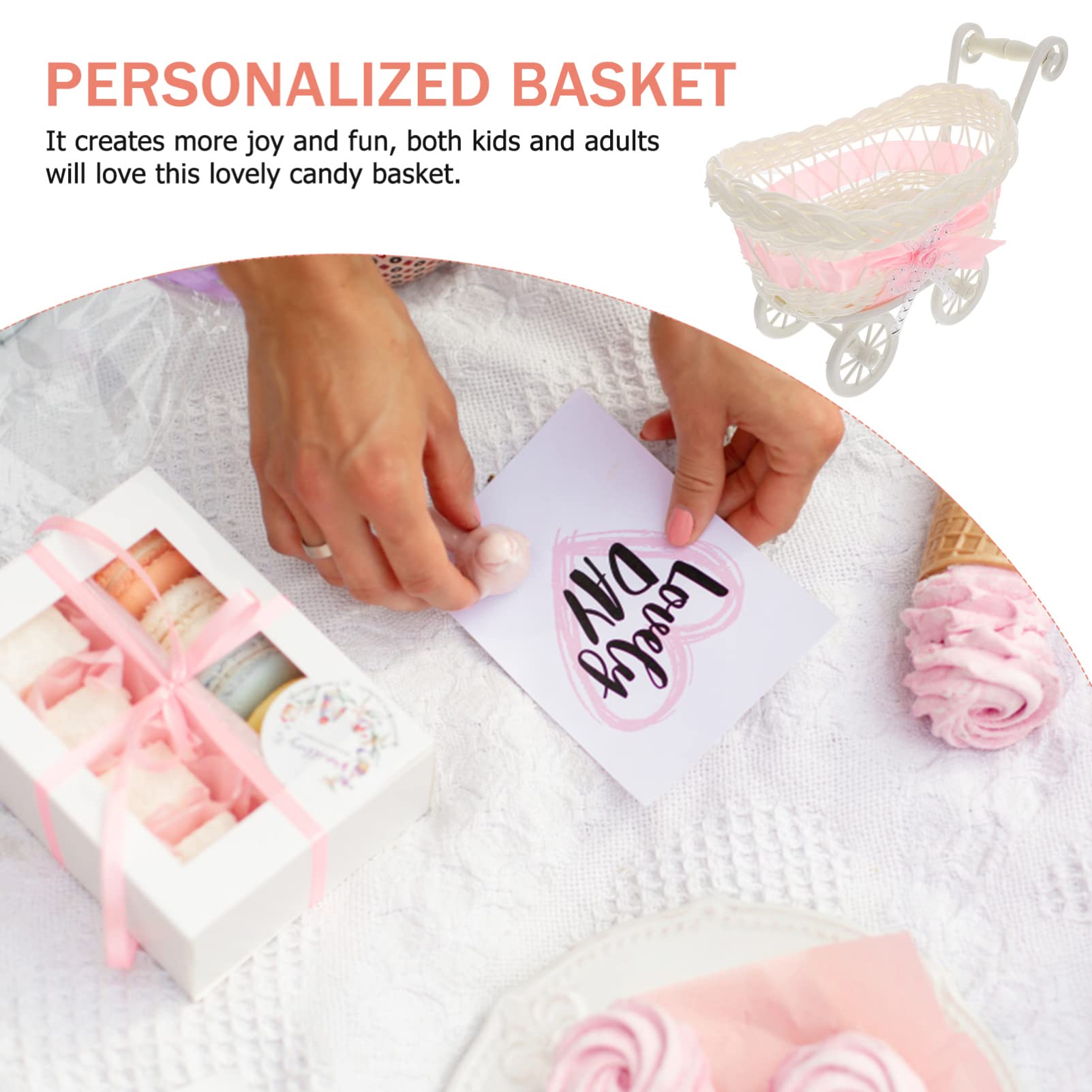 STOBOK Adorable Baby Shower Centerpiece - Mini Decorative Stroller Carriage Basket for Newborn Celebrations, Gender Reveal Parties & Nursery Decor