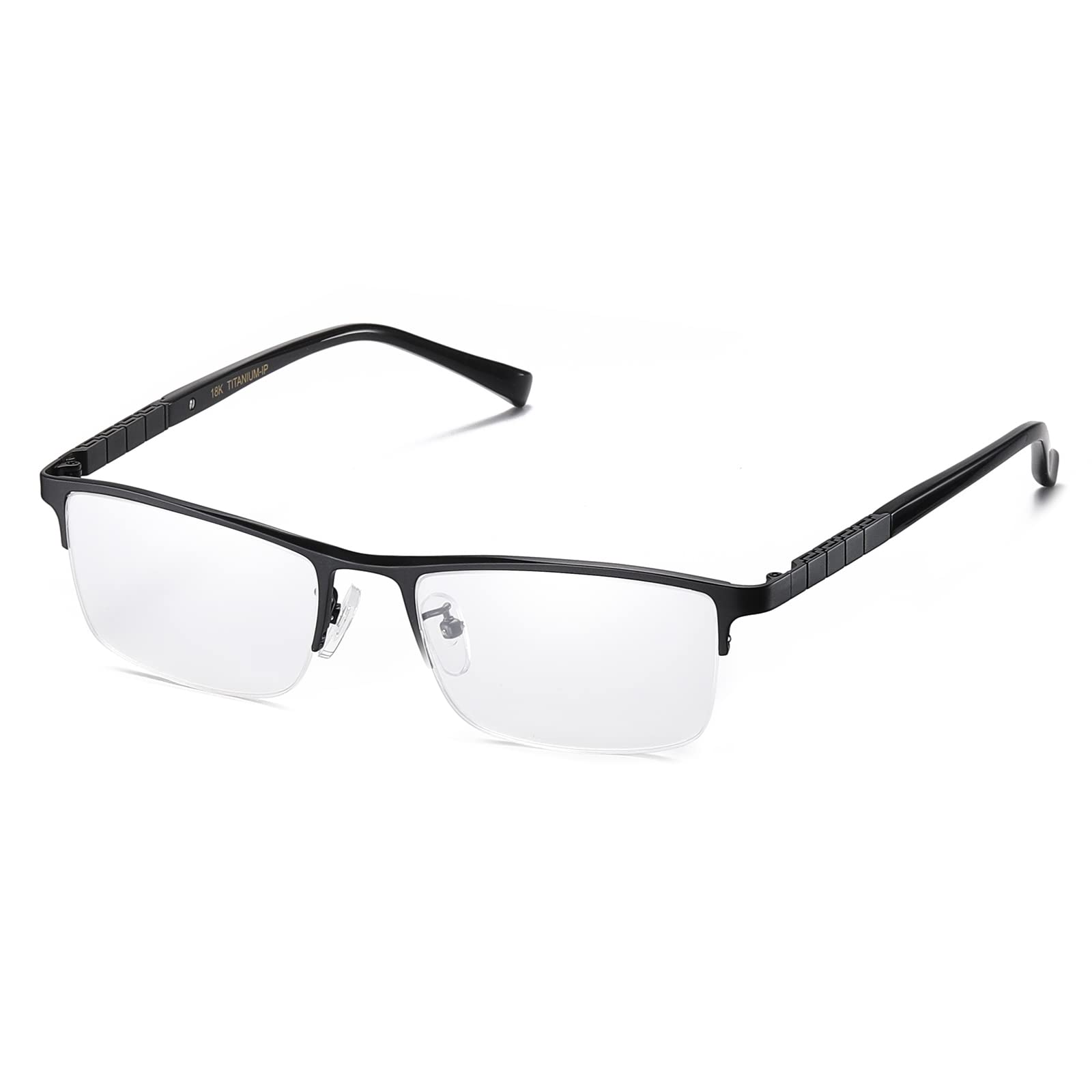 Stylish Men's Titanium Glasses - Lightweight Rectangular Half Frame Eyewear with Clear Lenses & Flexible Temples for All-Day Comfort | Perfect for Office, Reading, and Fashion Accessories