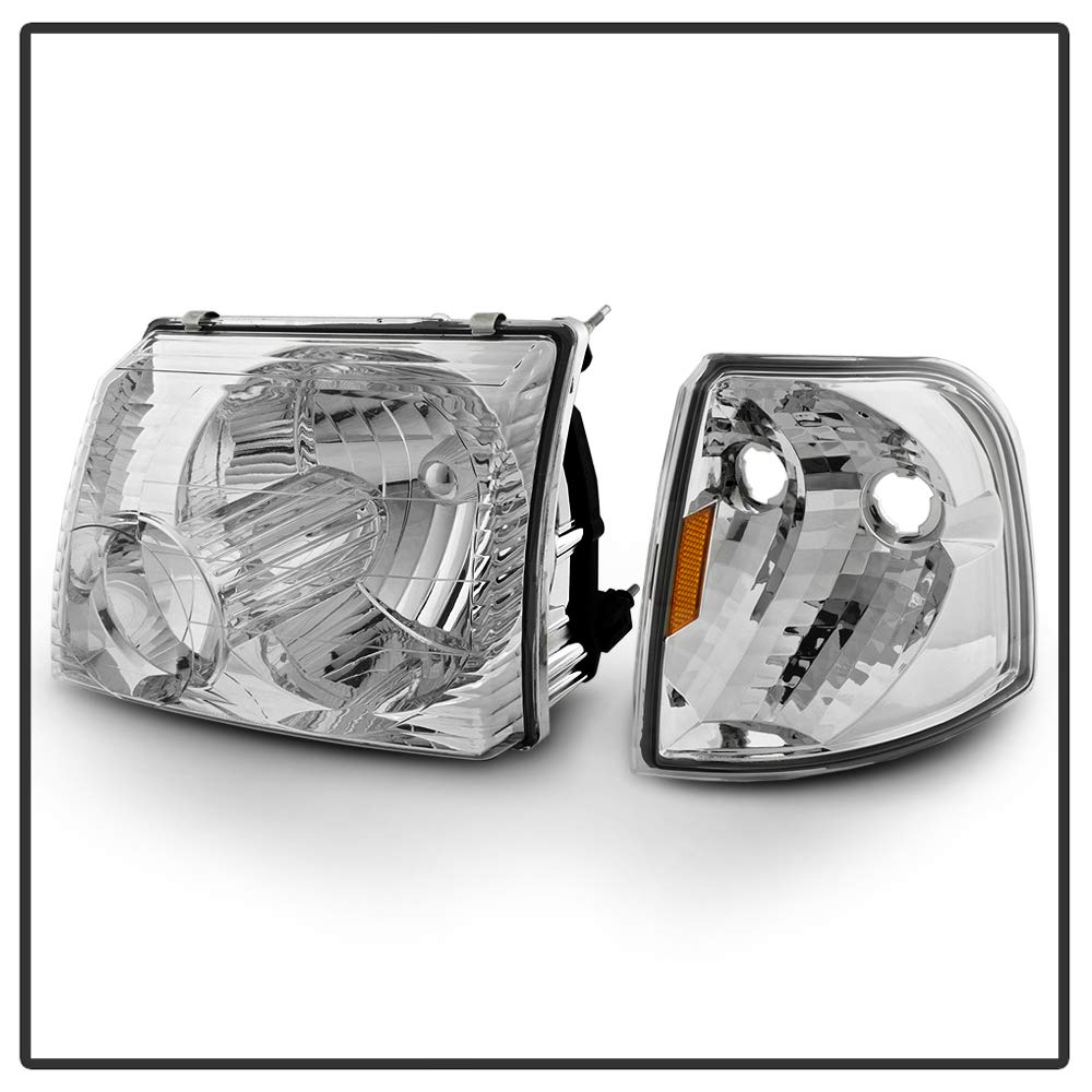 ACANII Chrome Headlights & Corner Signal Lights for 2002-2005 Ford Explorer - Driver & Passenger Side Replacement - Perfect for Night Driving & Off-Road Adventures