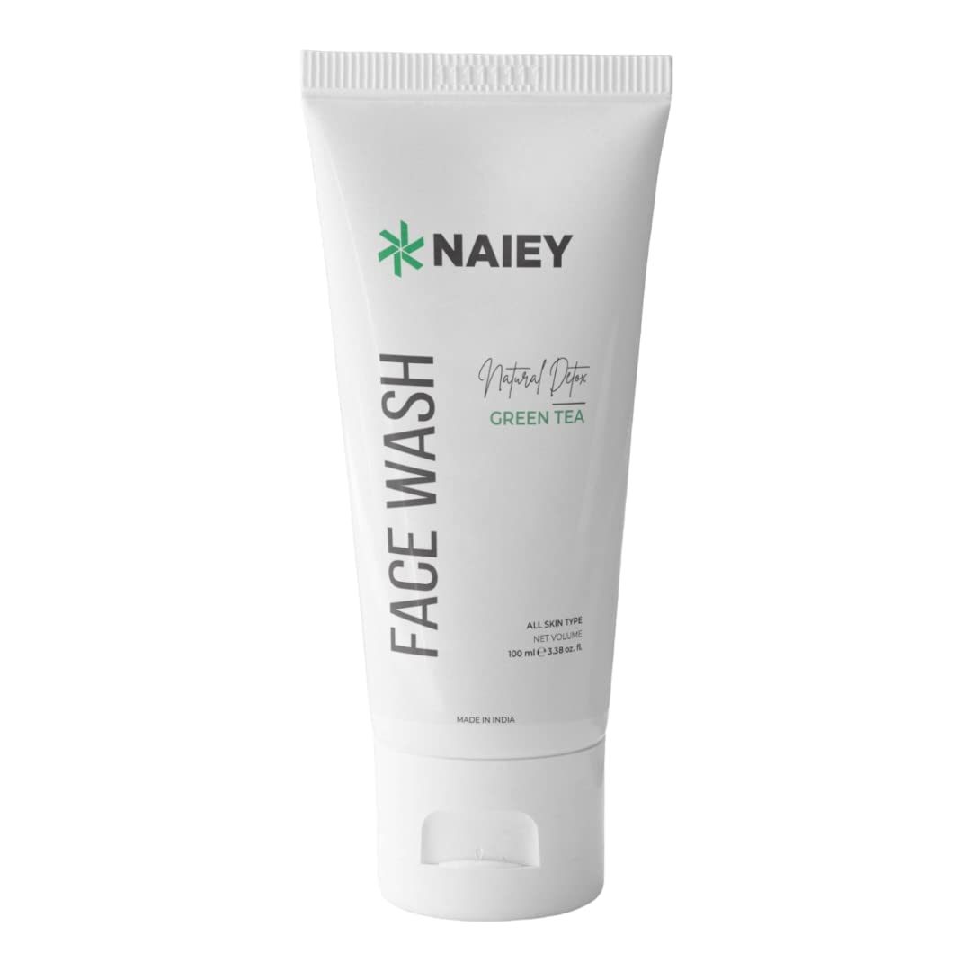 Naiey Green Tea & Neem Natural Face Wash for Acne & Pimples - 100ml (3.38 oz) for Normal & Dry Skin | Gentle Cleansing, Oil Control & Soothing | Daily Skincare Routine for Clear Complexion