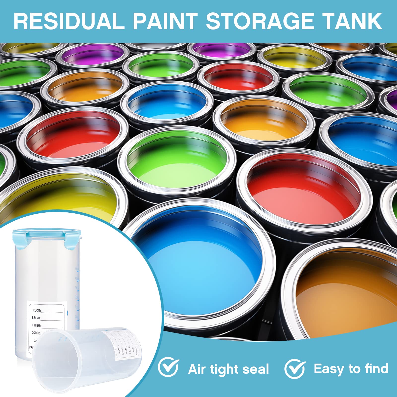 4-Piece 50 oz Plastic Paint Storage Containers with Airtight Lids - 1500ml Empty Paint Cans for Leftover Paint, DIY Projects, and Home Improvement - Perfect for Artists, Contractors, and Crafters