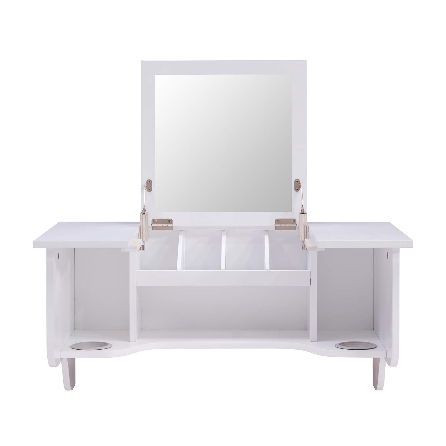 SEI Furniture White Wall Mount Ledge with Vanity Mirror - Transitional Style Shelf for Bathroom, Bedroom & Entryway Decor