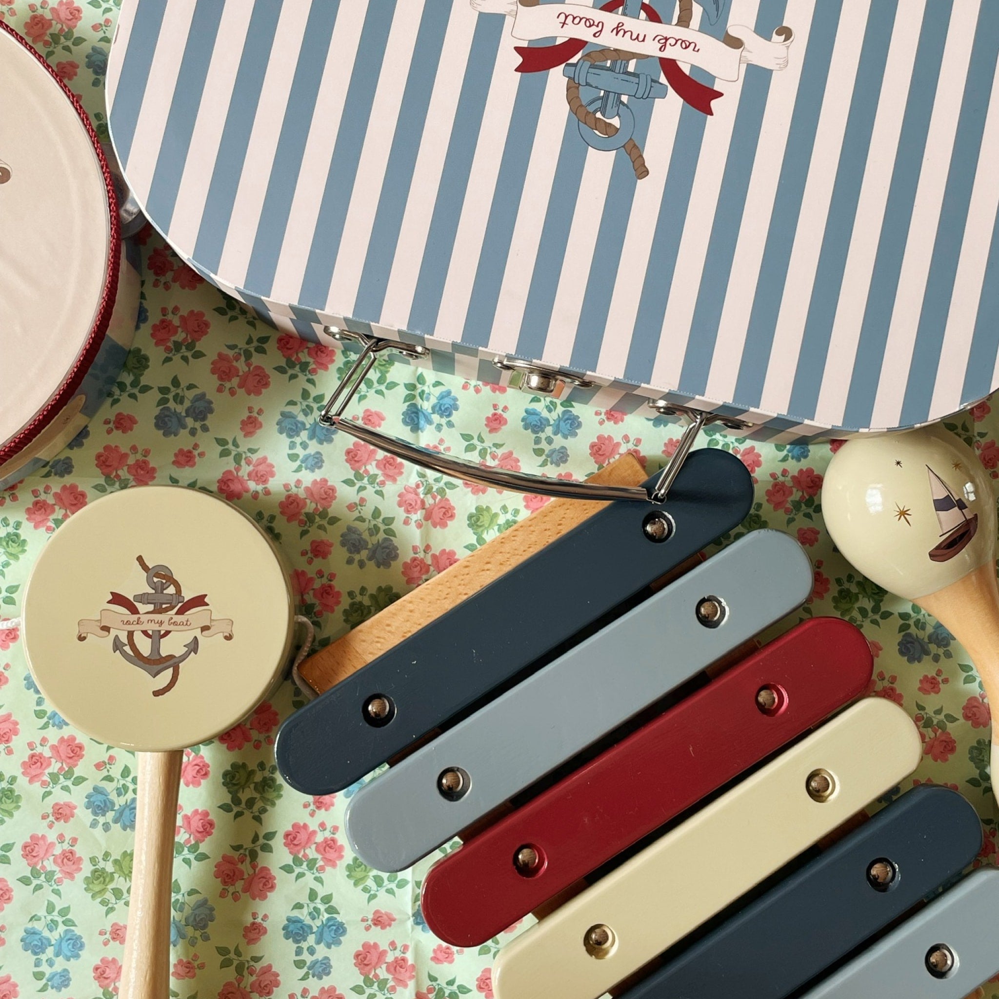 KONGES SLØJD FSC Certified Wooden Music Set Toy for Kids - Dot & Sailor Design - Perfect for Early Childhood Education & Sensory Play