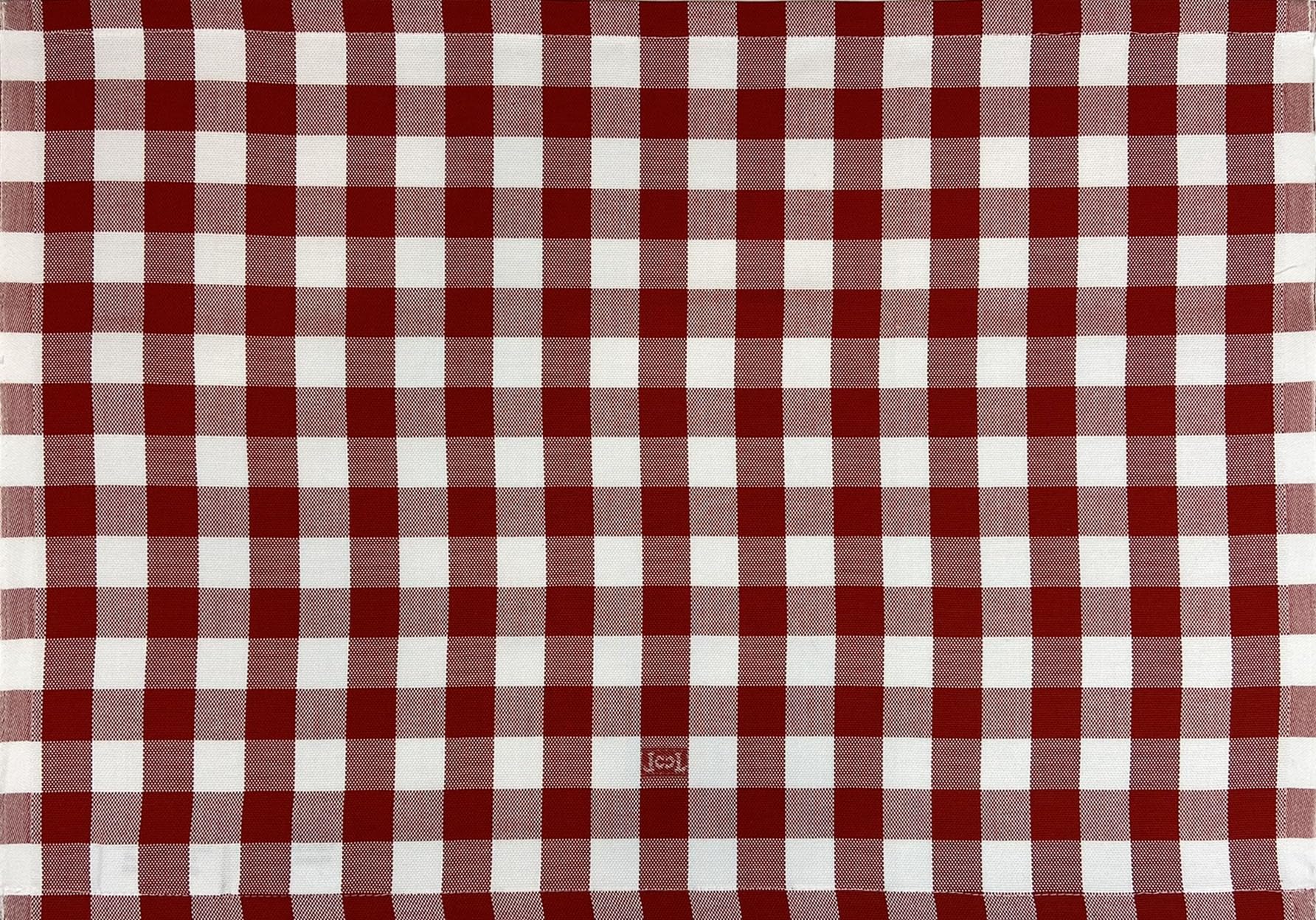 Premium Gingham Check Table Placemats Set of 4 - 100% Cotton Red Plaid Dining Mats 20x14 Inches by Carlo Lamperti Italy | Machine Washable Minimalist Fabric Place Settings for Kitchen, Dinner Party & Holiday Decor