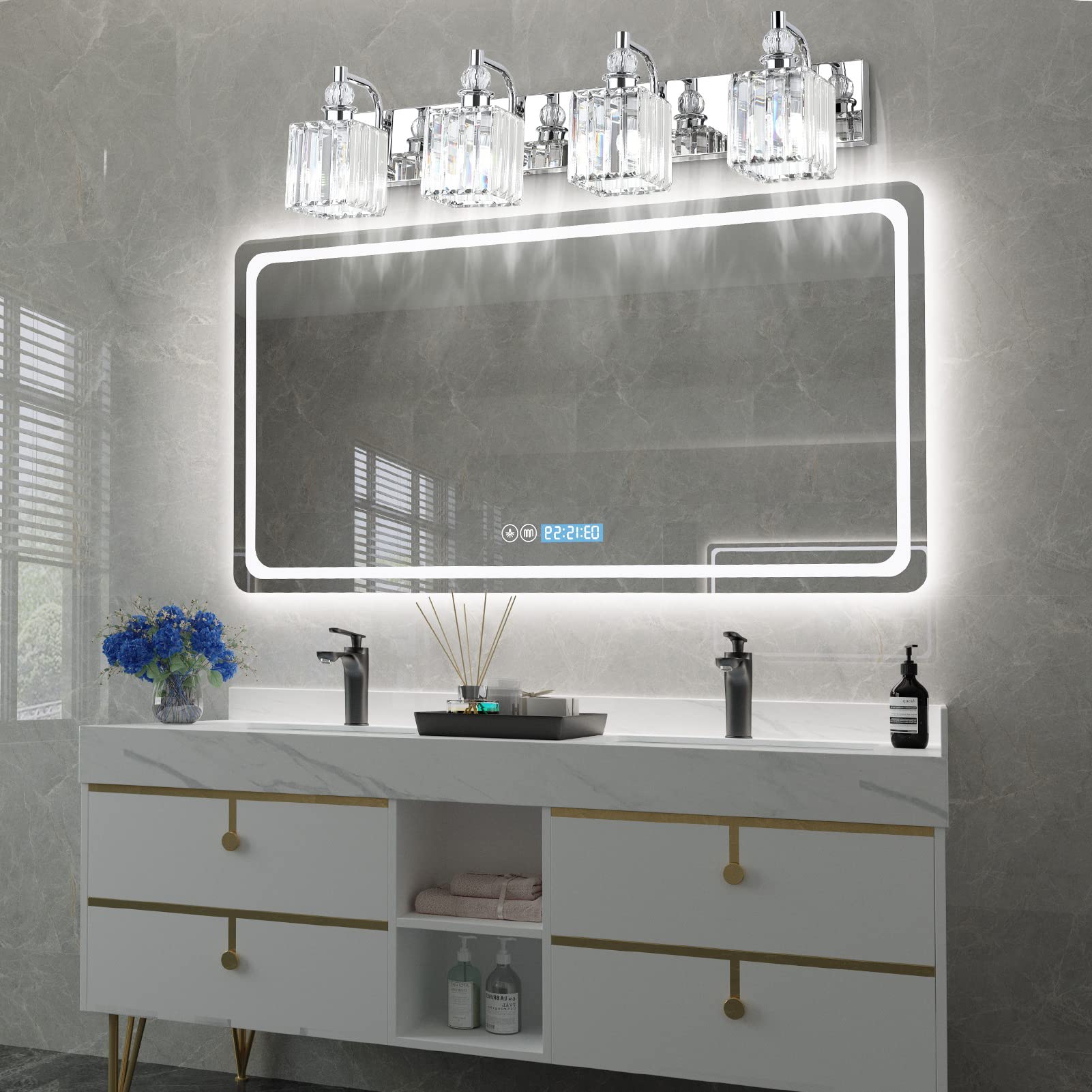 Ralbay Modern Crystal Vanity Light - 4-Light 31.5