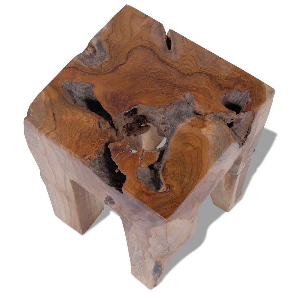 Rustic Teak Wood End Table - 11.8