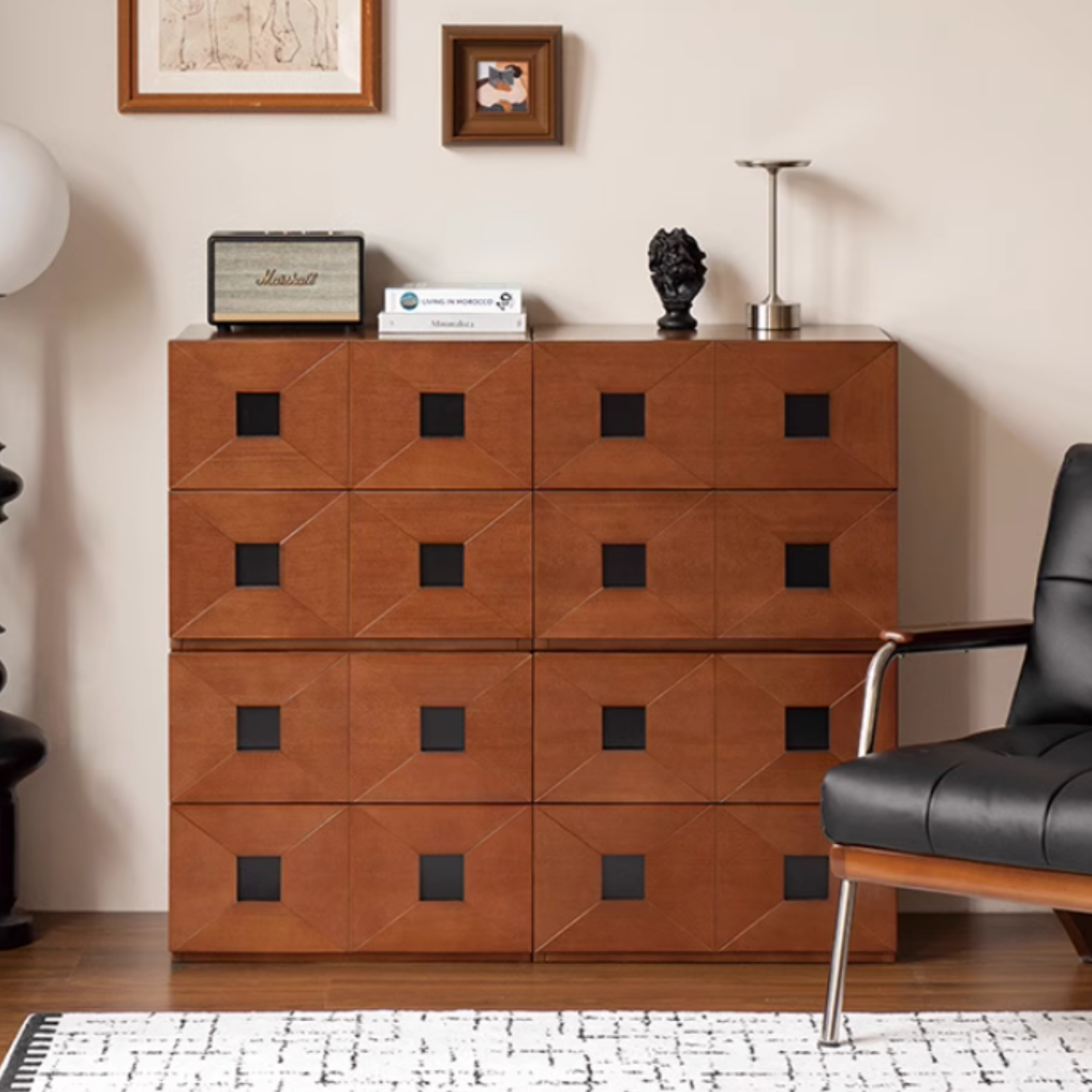 Solid Poplar Wood Modular Side Cabinet - Vintage Style Storage for Living Room, Bedroom & Office
