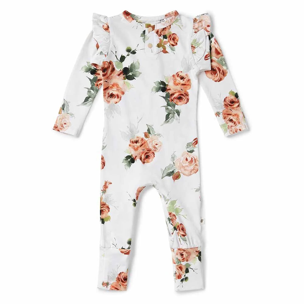 Organic Baby Growsuit Size 0000 - Snuggle Hunny Soft Cotton Rosebud Print for Newborns | Perfect for Sleepwear, Playtime & Photo Shoots