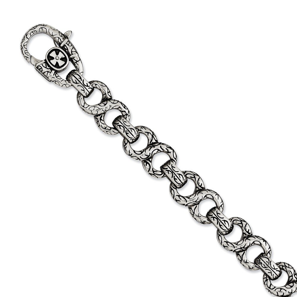 Brilliant Bijou Stainless Steel Polished & Antiqued 8.5 Inch Bracelet for Women - Elegant Jewelry Gift for Anniversary, Birthday & Special Occasions