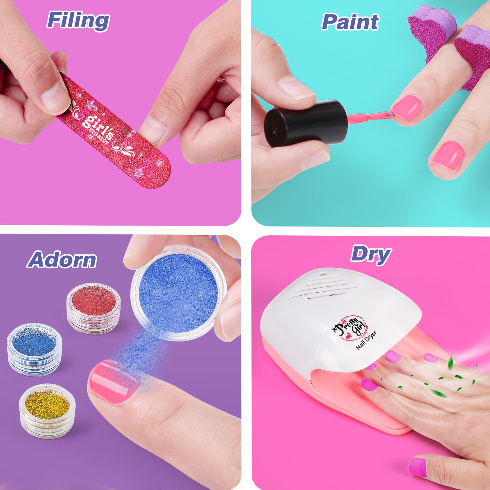 Kids Foot Spa & Nail Care Kit - Girls Manicure Pedicure Set with Massage Soak Tub & Nail Dryer | Perfect for Spa Day, Birthday & Christmas Gifts for Girls Ages 5-12 | Fun Salon Pretend Play & Relaxation at Home