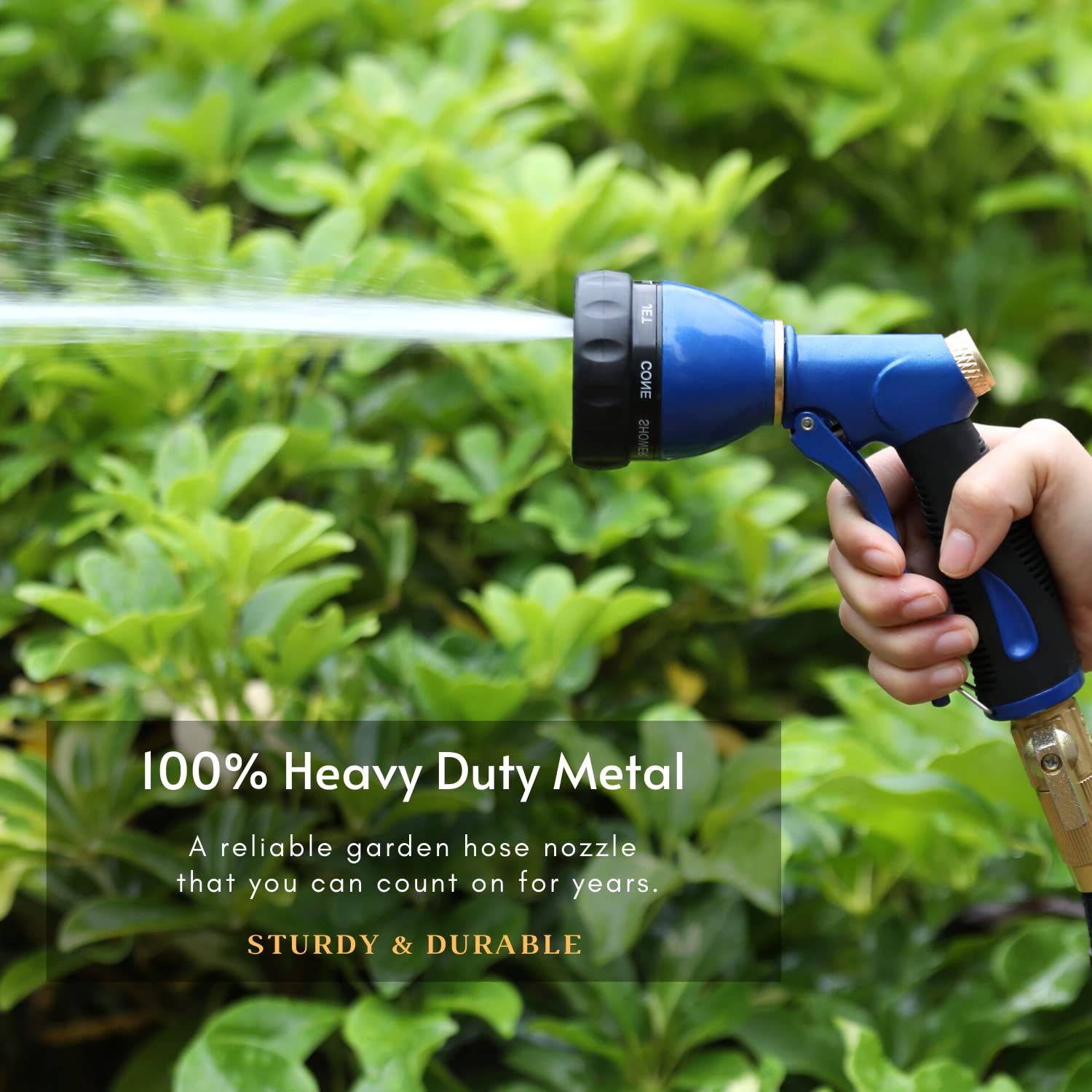 HOSUN Heavy Duty Metal Garden Hose Spray Nozzle - 8 Adjustable Spray Patterns, High Pressure Water Hose Nozzle for Plants, Lawn, Car Washing & Pet Bathing | Perfect for Gardening, Outdoor Cleaning & Household Use