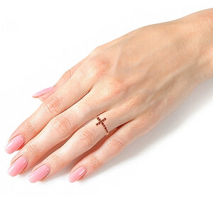 0.3 Carat 14K Solid Rose Gold Cross Ring with Natural Ruby - Elegant Jewelry for Women, Perfect for Gifts, Weddings, Anniversaries & Everyday Wear
