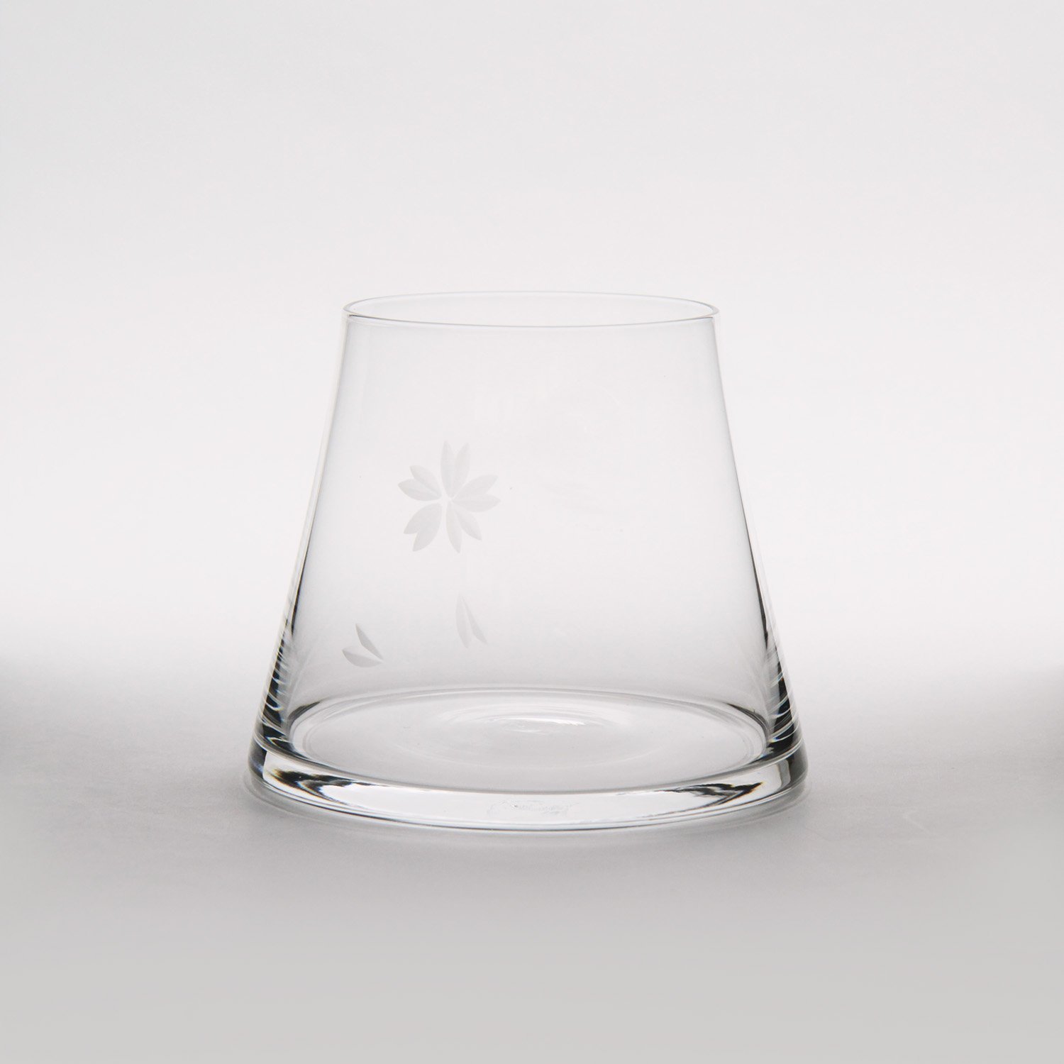 Premium Tajima Glass Mount Fuji Set - Clear Fujisan Hoei Glass with Wooden Coaster - Elegant Japanese Home Decor & Gift for Tea Lovers, Whiskey Enthusiasts, and Collectors