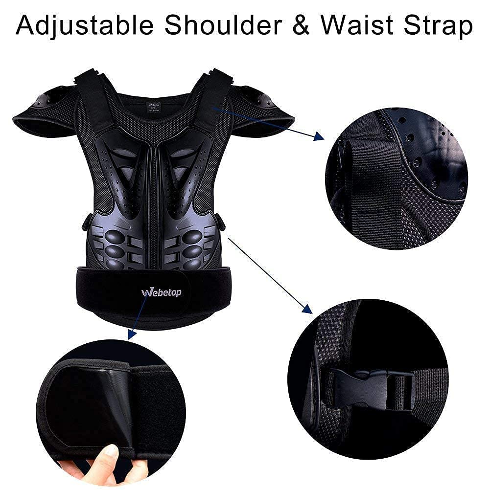 Webetop Dirt Bike Body Armor Vest - Chest & Spine Protector for Kids & Adults (Size L) - Impact Protection for Dirt Biking, Motocross, ATV Riding & Snow Skiing