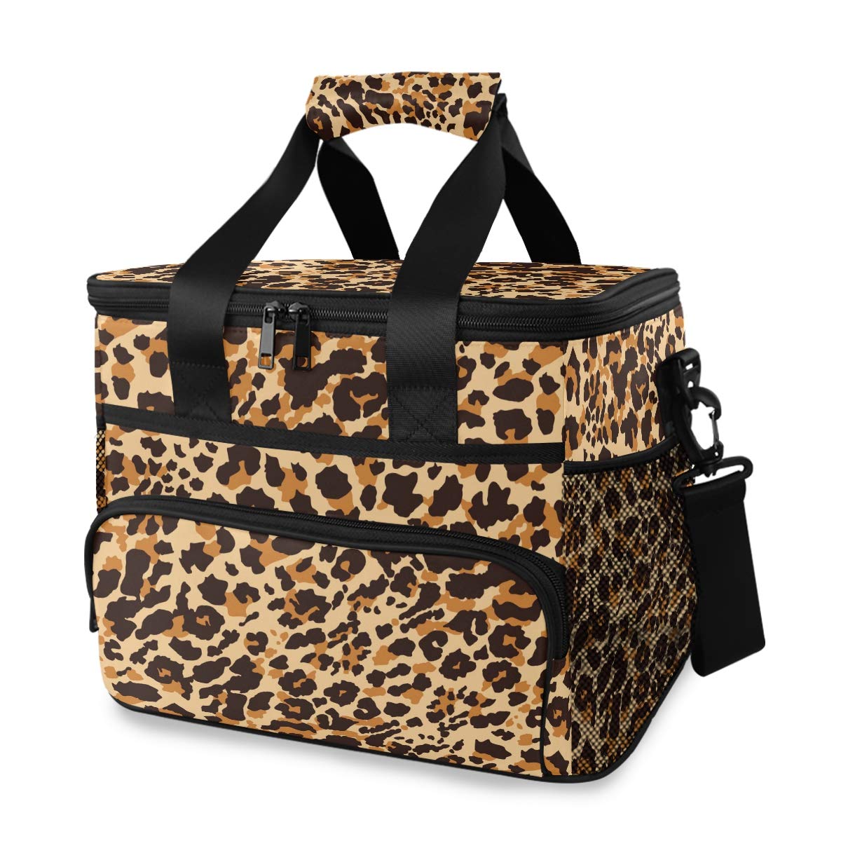 ALAZA Leopard Print Insulated Cooler Lunch Bag - Large Waterproof Picnic Cooler for Camping, Beach, BBQ & Outdoor Activities - Perfect for Work, School & Family Gatherings