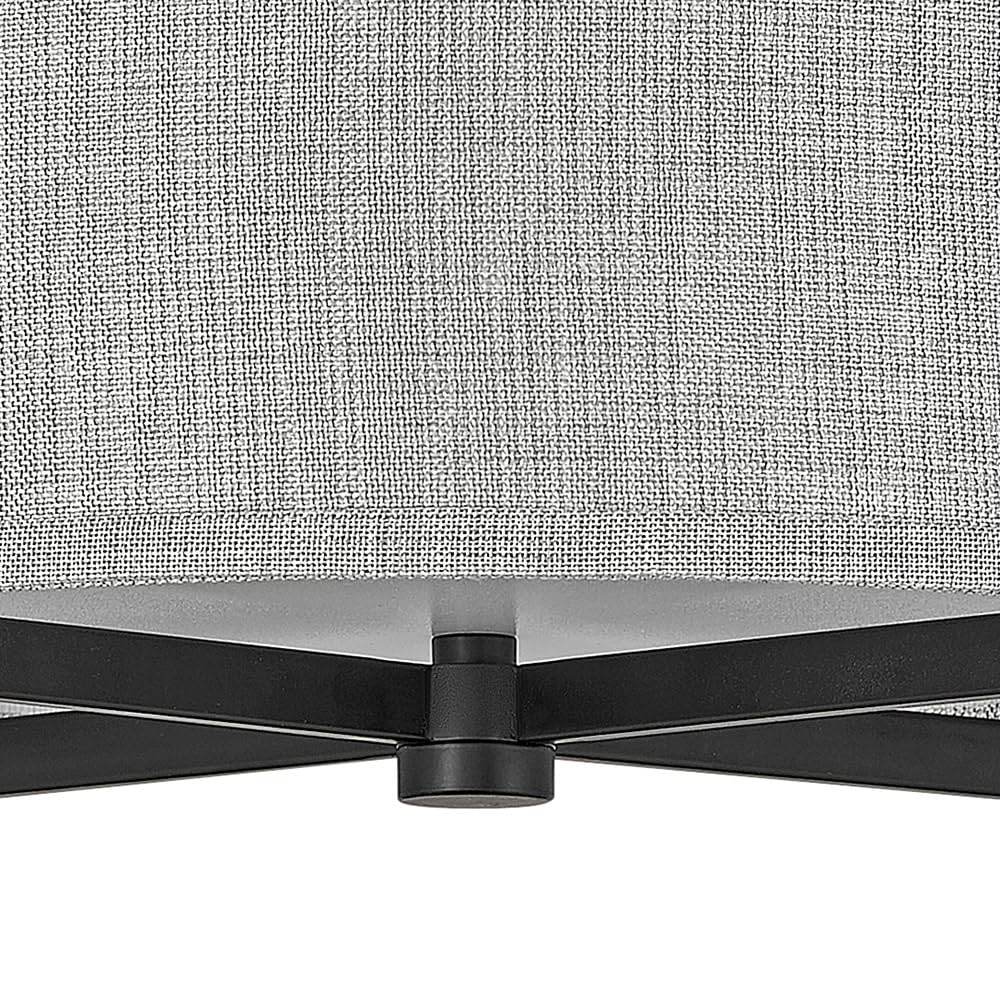 Hinkley Axis Two Light LED Semi-Flush Mount Ceiling Fixture - Galerie Collection with Black Finish & Heathered Gray Slub Shade - Perfect for Bedroom, Living Room, and Hospitality Spaces